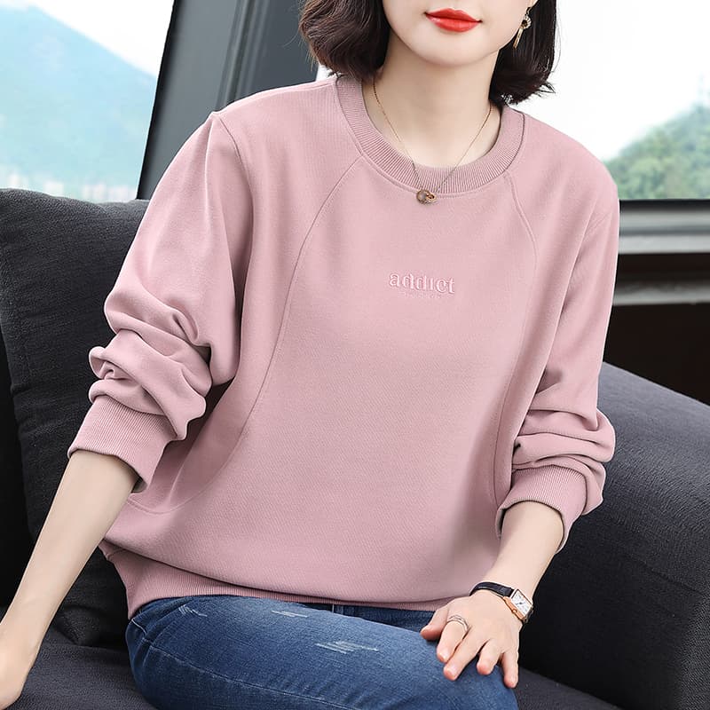 2026 가을 겨울 새로운 폭발 긴팔 작은 키 맨위 얇은 스타일 라운드 넥 루즈핏 캐주얼 없음 모자 후드티 여성 트렌디 이미지 3