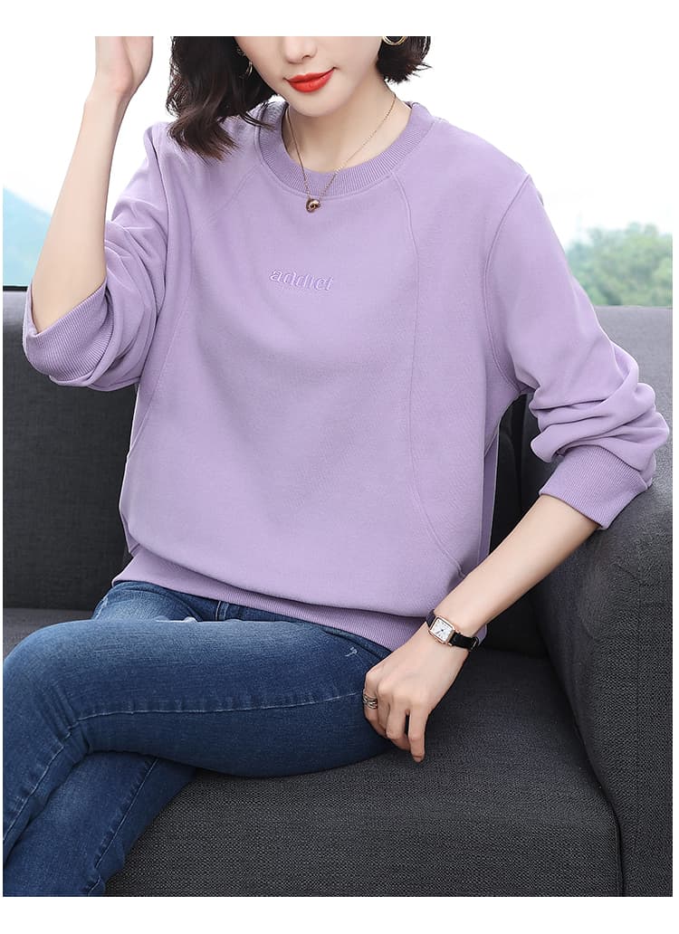 2026 가을 겨울 새로운 폭발 긴팔 작은 키 맨위 얇은 스타일 라운드 넥 루즈핏 캐주얼 없음 모자 후드티 여성 트렌디 상세 이미지 11