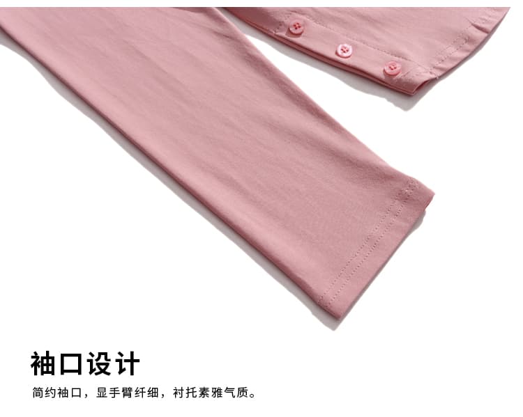순면 긴팔 티셔츠 여성 가을 2026 년 새로운 루즈핏 구슬 조각 자수 맨위 어머니 드레스 여성 티셔츠 상세 이미지 21