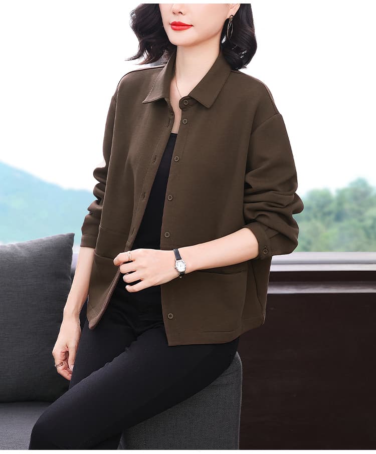 실사 2026 년 가을 새로운 폴로 칼라 얇은 여성 코트 루즈핏 캐주얼 다용도 패션 쇼트 스타일 맨위 상세 이미지 10