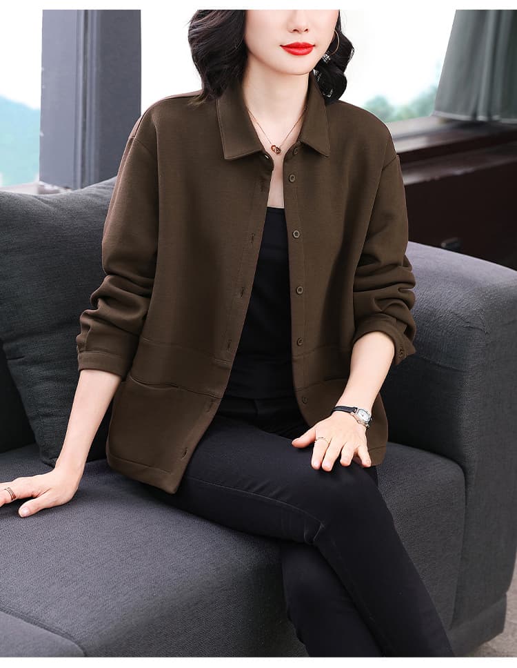 실사 2026 년 가을 새로운 폴로 칼라 얇은 여성 코트 루즈핏 캐주얼 다용도 패션 쇼트 스타일 맨위 상세 이미지 11