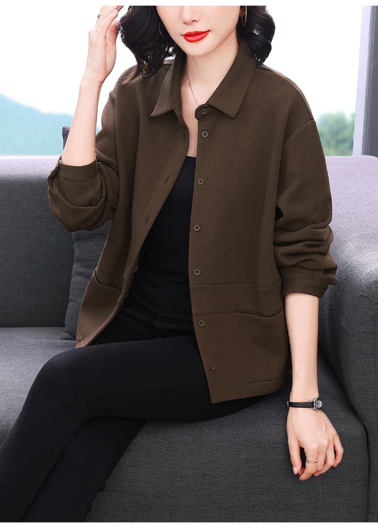 실사 2026 년 가을 새로운 폴로 칼라 얇은 여성 코트 루즈핏 캐주얼 다용도 패션 쇼트 스타일 맨위 상세 이미지 12