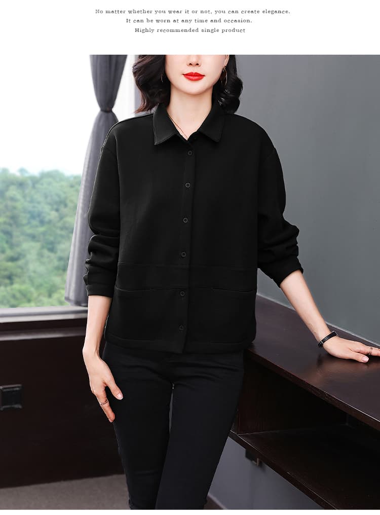 실사 2026 년 가을 새로운 폴로 칼라 얇은 여성 코트 루즈핏 캐주얼 다용도 패션 쇼트 스타일 맨위 상세 이미지 15
