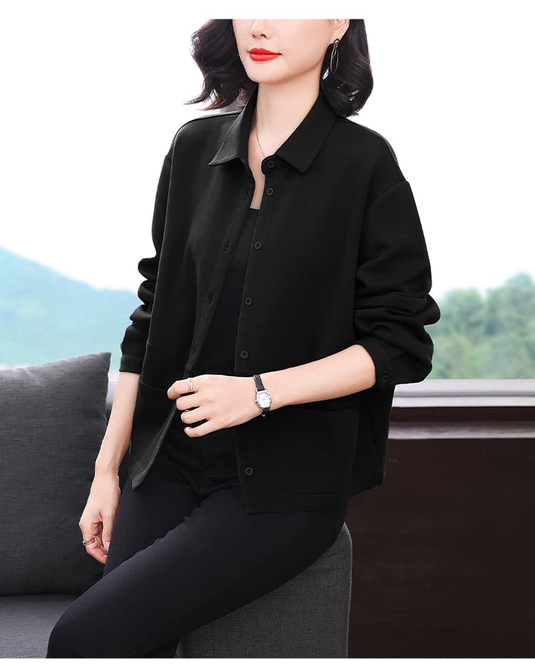 실사 2026 년 가을 새로운 폴로 칼라 얇은 여성 코트 루즈핏 캐주얼 다용도 패션 쇼트 스타일 맨위 상세 이미지 16