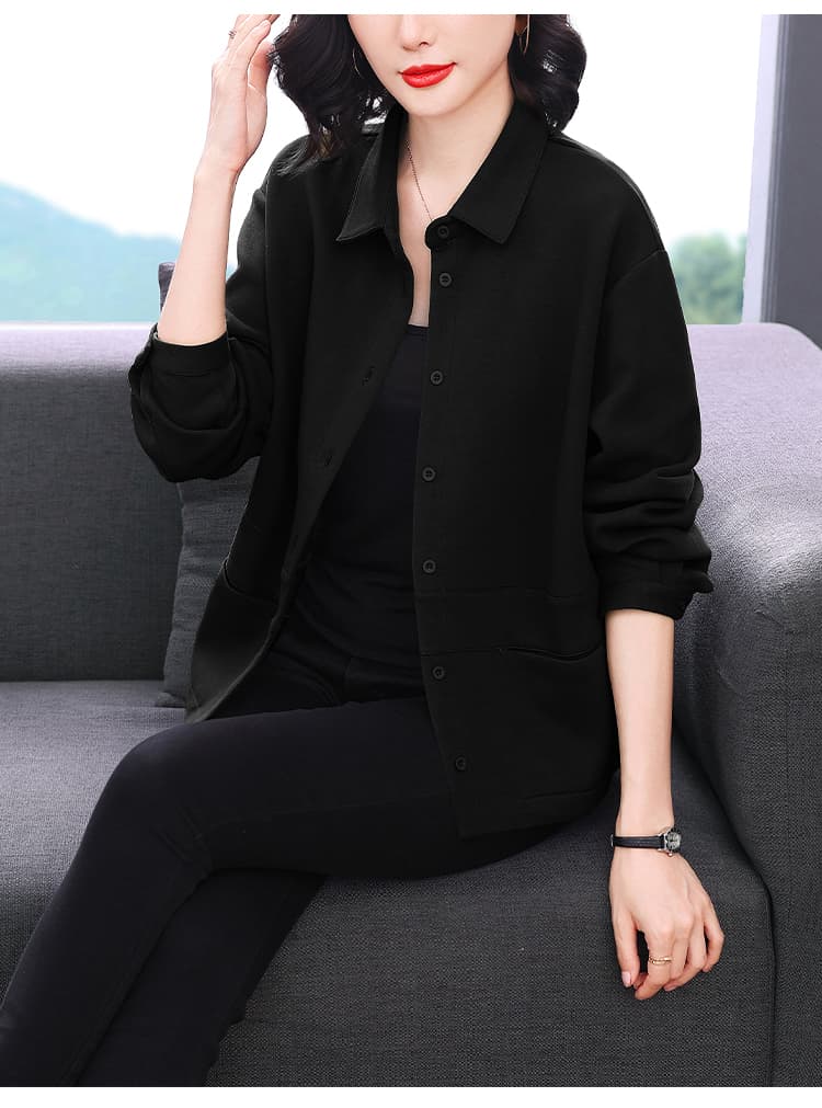 실사 2026 년 가을 새로운 폴로 칼라 얇은 여성 코트 루즈핏 캐주얼 다용도 패션 쇼트 스타일 맨위 상세 이미지 18