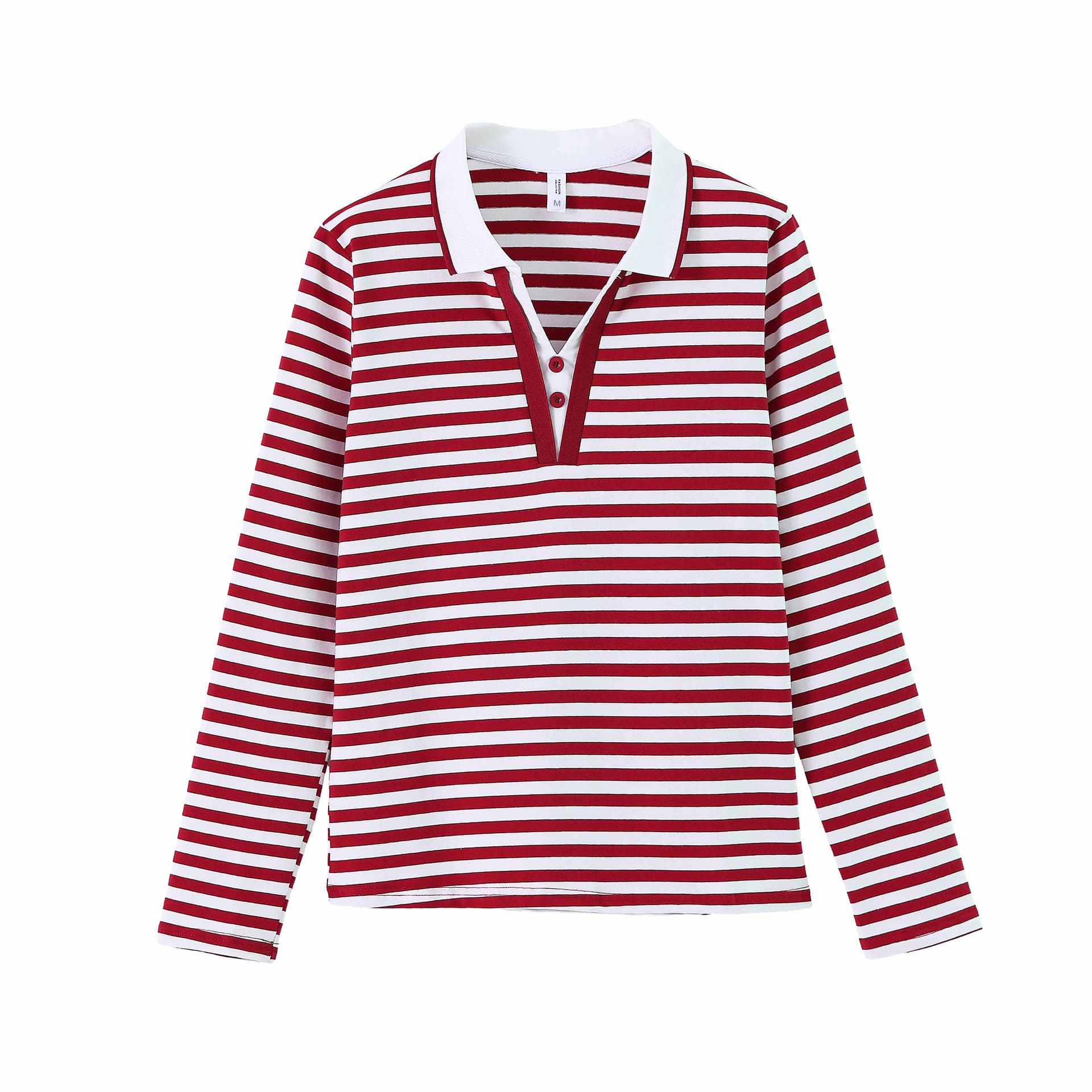 2026 가을 새로운 스트라이프 POLO 칼라 후드티 여성 중년 엄마 루즈핏 표지 고기 다용도 티셔츠 면 기본 셔츠 이미지 6