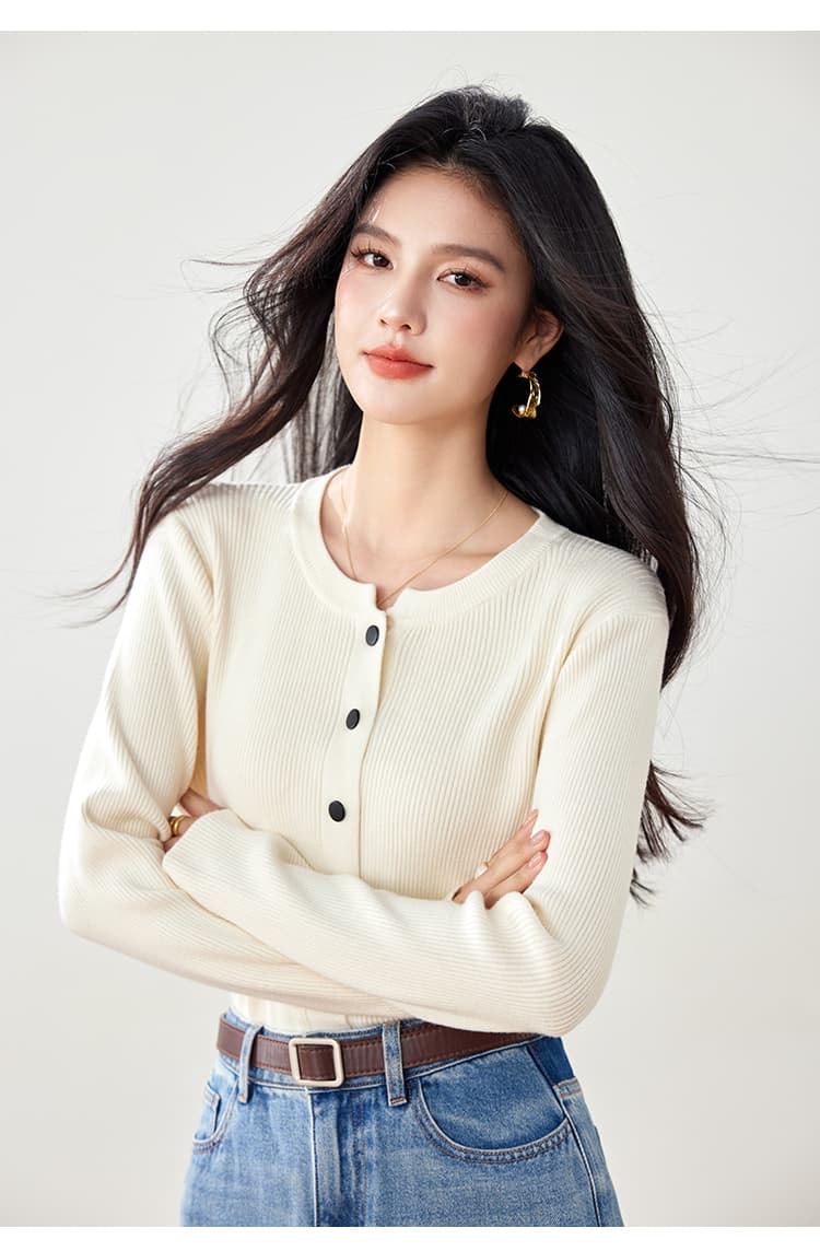실사 가을 단색 니트 스웨터 여성 오픈 가디건 쇼트 스타일 외부 가져 가라. 한국 스타일 니트 스웨터 여성 긴 소매 작은 외투 상세 이미지 10
