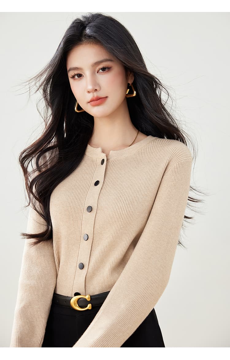 실사 가을 단색 니트 스웨터 여성 오픈 가디건 쇼트 스타일 외부 가져 가라. 한국 스타일 니트 스웨터 여성 긴 소매 작은 외투 상세 이미지 18