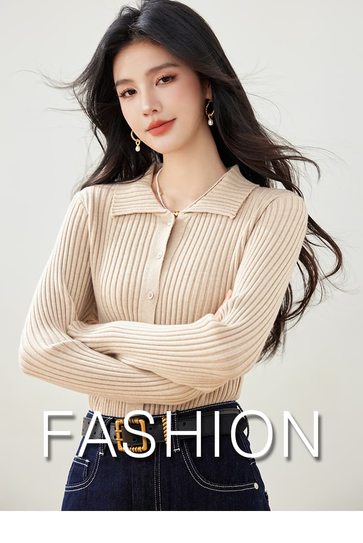실사 새로운 니트 스웨터 여성 오픈 가디건 POLO 칼라 작은 외투 단색 긴팔 수리 외부 가져 가라. 니트 스웨터 상세 이미지 1