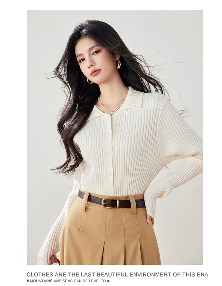 실사 새로운 니트 스웨터 여성 오픈 가디건 POLO 칼라 작은 외투 단색 긴팔 수리 외부 가져 가라. 니트 스웨터 상세 이미지 10
