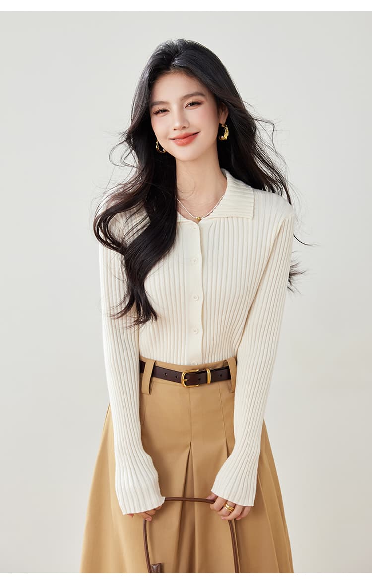 실사 새로운 니트 스웨터 여성 오픈 가디건 POLO 칼라 작은 외투 단색 긴팔 수리 외부 가져 가라. 니트 스웨터 상세 이미지 11