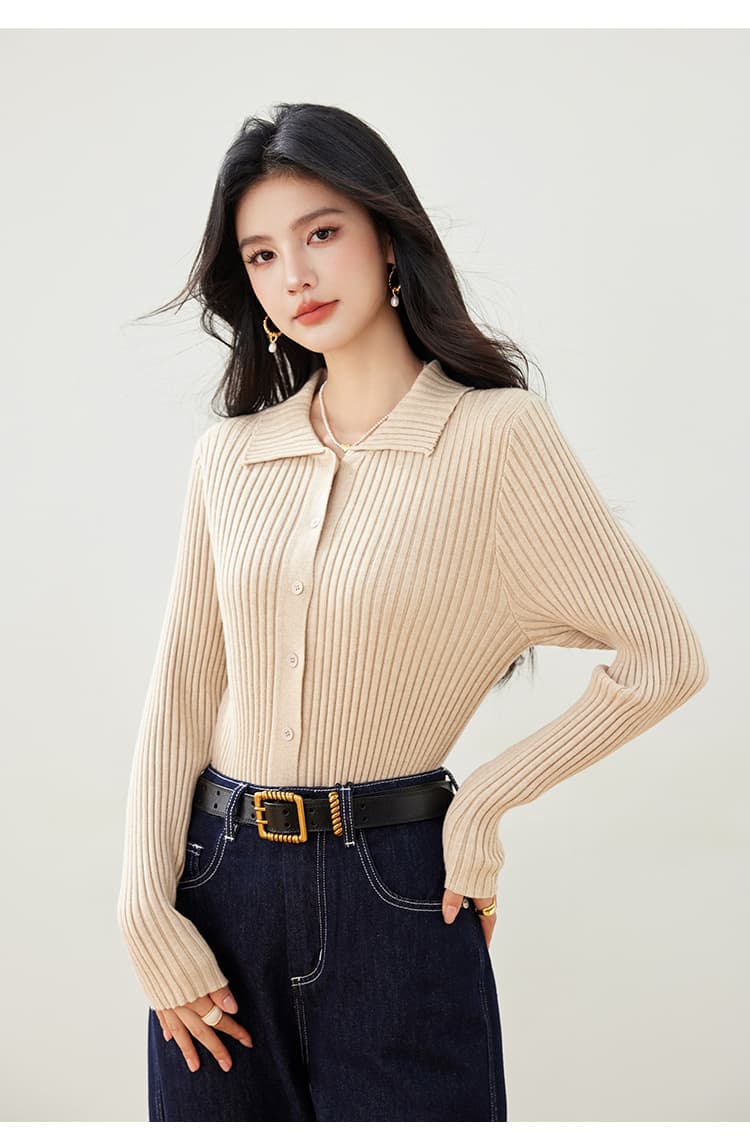 실사 새로운 니트 스웨터 여성 오픈 가디건 POLO 칼라 작은 외투 단색 긴팔 수리 외부 가져 가라. 니트 스웨터 상세 이미지 17
