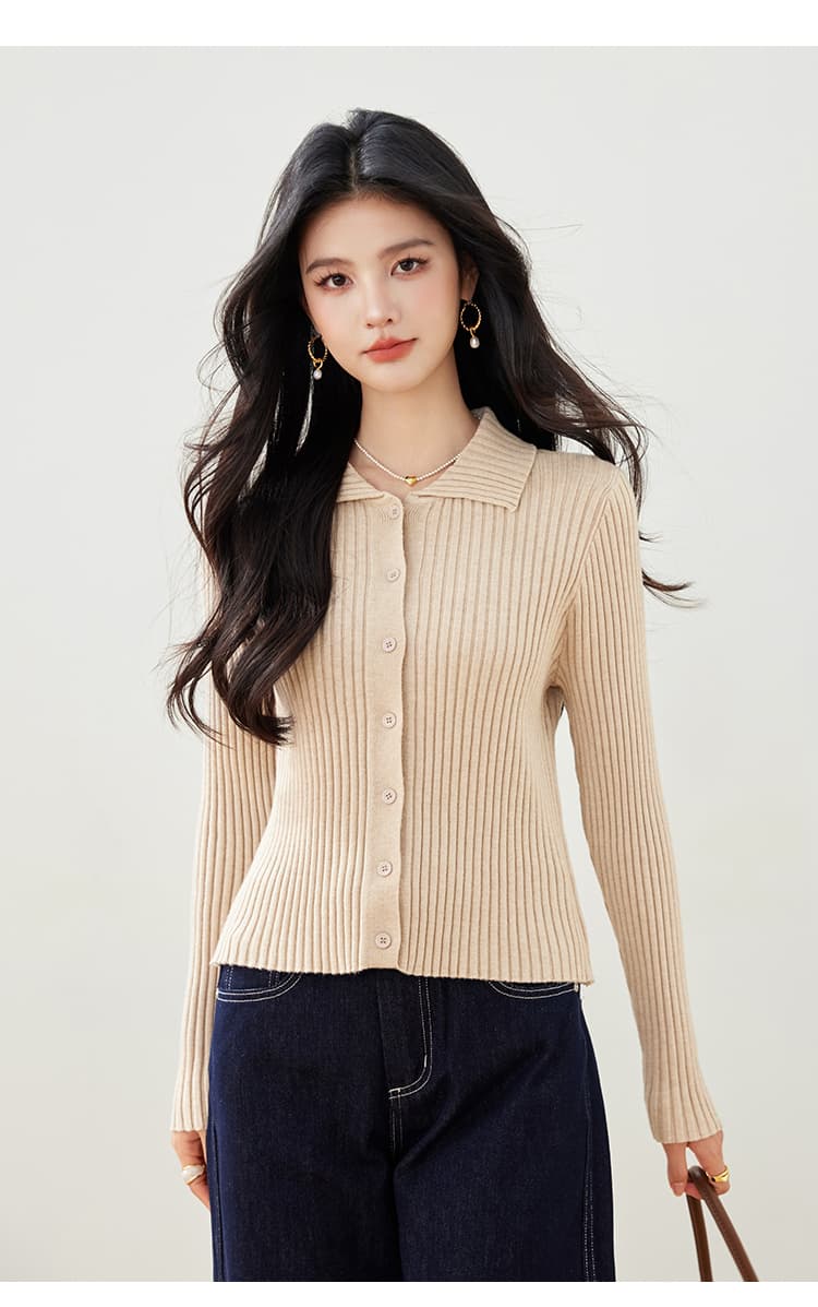 실사 새로운 니트 스웨터 여성 오픈 가디건 POLO 칼라 작은 외투 단색 긴팔 수리 외부 가져 가라. 니트 스웨터 상세 이미지 19