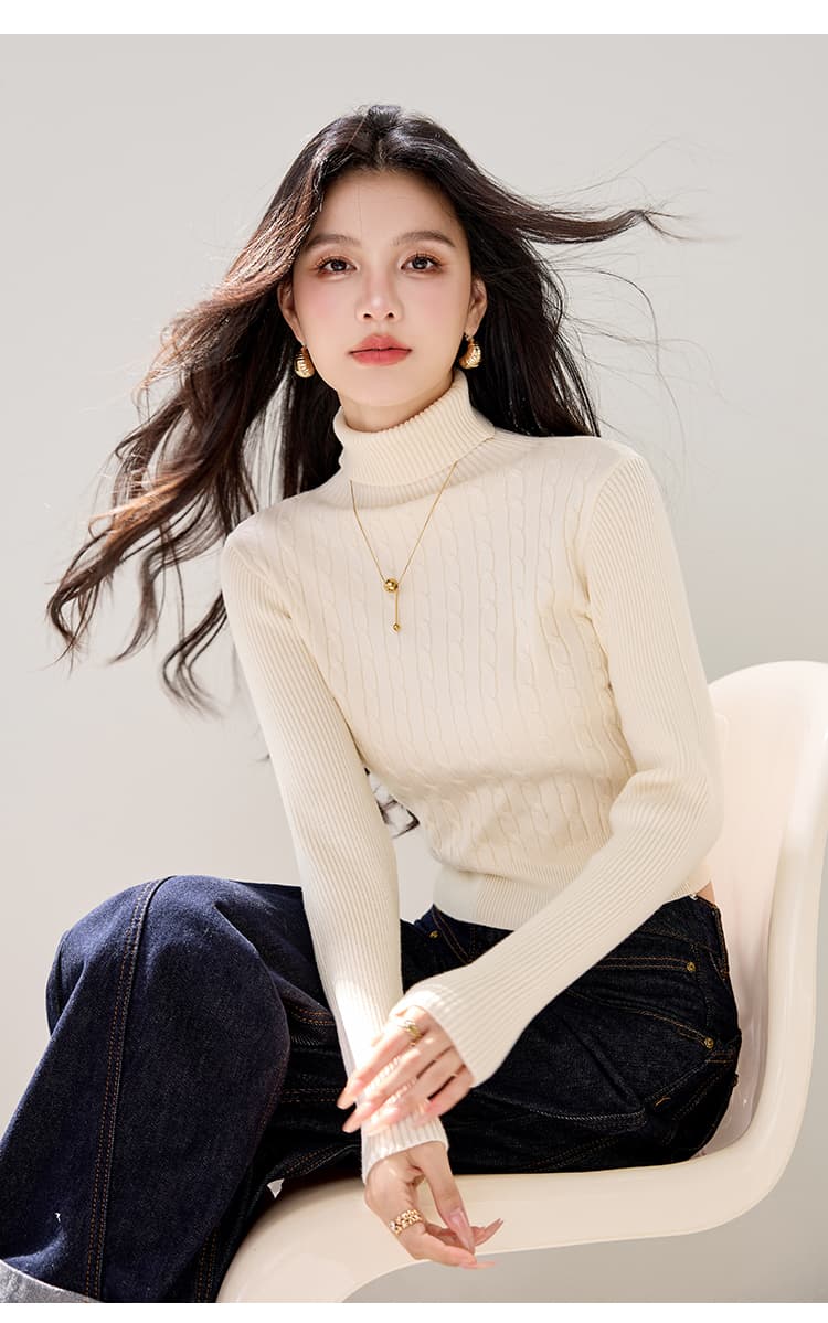 실사 새로운 가을 겨울 기본 셔츠 여성 터틀넥 한국 스타일 니트 스웨터 여성 단색 긴팔 쇼트 스타일 몸매 가꾸기 인사이드 가져 가라. 스웨터 상세 이미지 5