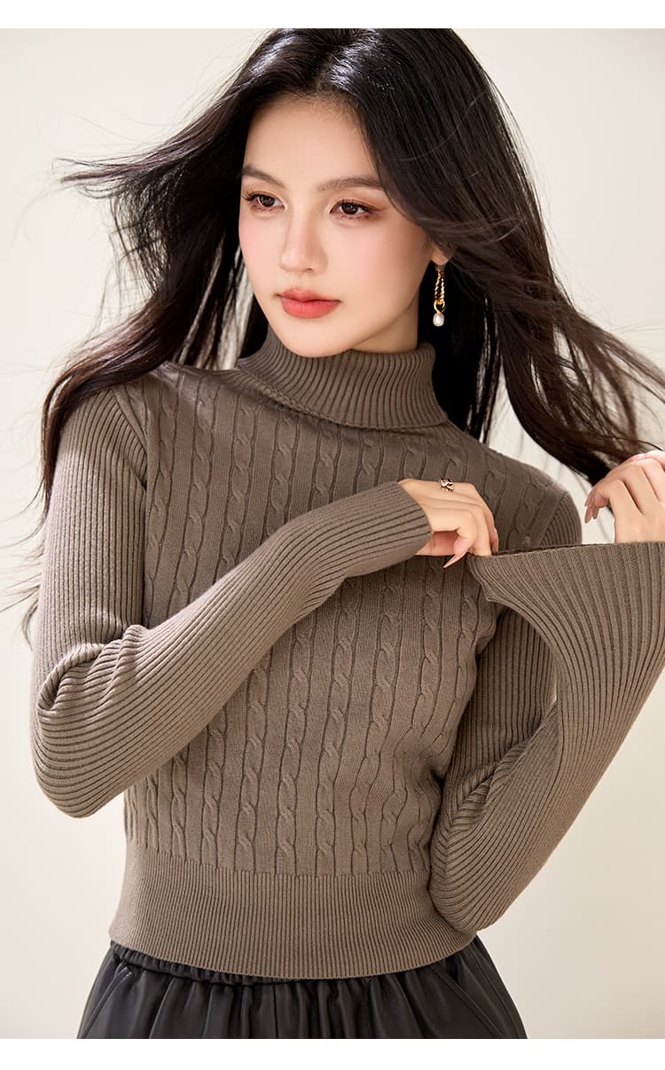 실사 새로운 가을 겨울 기본 셔츠 여성 터틀넥 한국 스타일 니트 스웨터 여성 단색 긴팔 쇼트 스타일 몸매 가꾸기 인사이드 가져 가라. 스웨터 상세 이미지 20