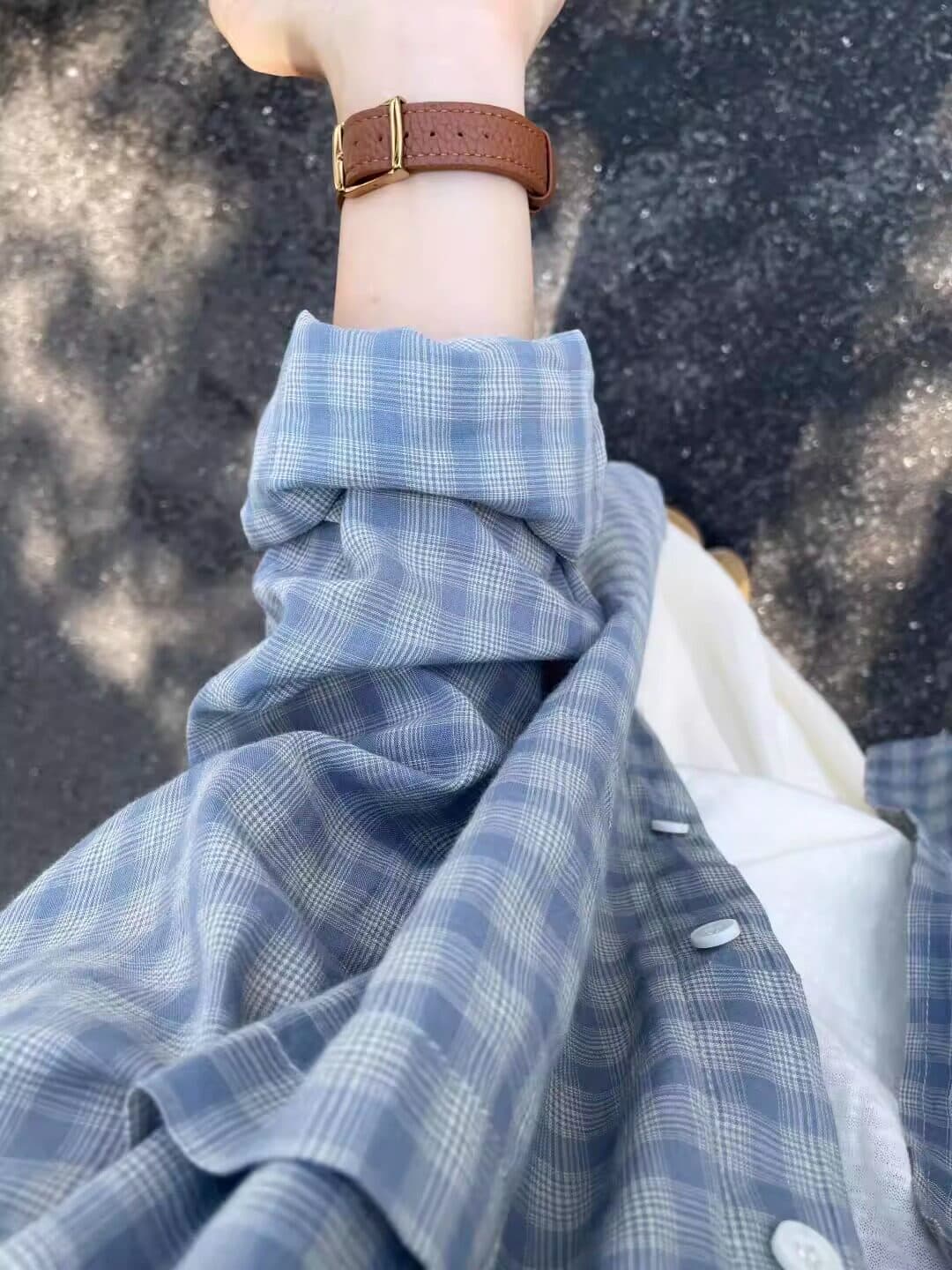 면 챕터 만약 난 같은 단락 긴팔 격자 무늬 셔츠 여름 루즈핏 맨위 다용도 태양 보호 셔츠 셔츠 재킷 상세 이미지 2