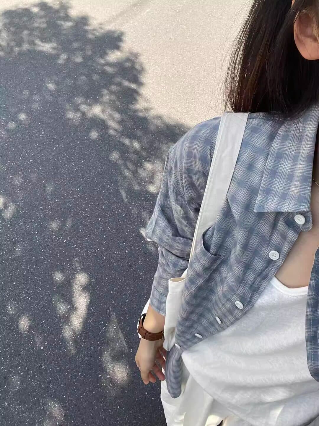 면 챕터 만약 난 같은 단락 긴팔 격자 무늬 셔츠 여름 루즈핏 맨위 다용도 태양 보호 셔츠 셔츠 재킷 상세 이미지 4