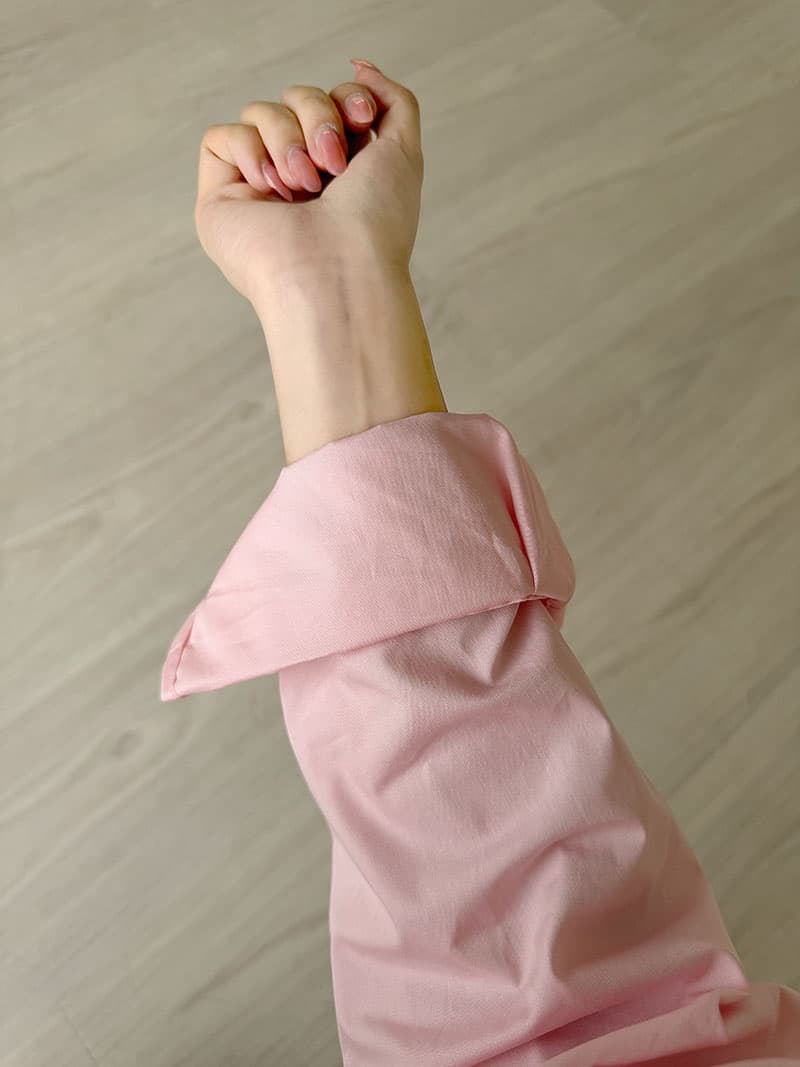 실사 워싱 면 100% 파란색 여성 셔츠 새로운 폴로 칼라 인사이드 가져 가라. 긴팔 셔츠 외출용 한 첨부 된 의류 상세 이미지 27