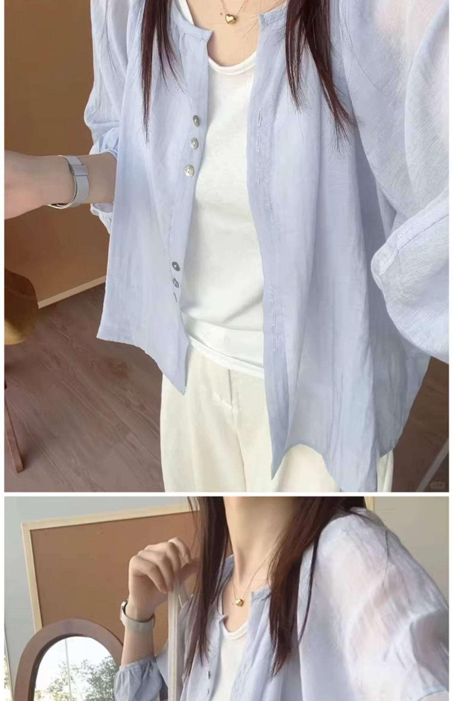 황색 아마 자외선 차단 의류 셔츠 여성 코트 여름 빛 럭셔리 얇은 스타일 고급 센스 긍정적 인 어깨 오픈 가디건 운남 봄 드레스 맨위 상세 이미지 21