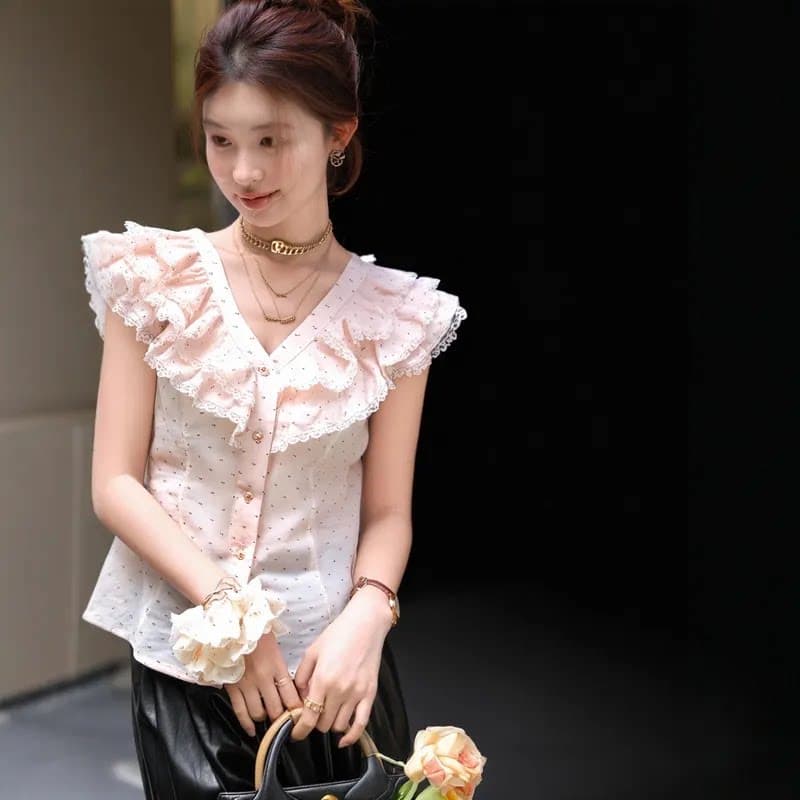 2026 달콤한 스타일 연령 감소 맨위 여성 여름 도트 무늬 외국 가스 맨위 ootd 착용 가져 가라. 새로운 아름다운 도트 무늬 맨위 상세 이미지 10