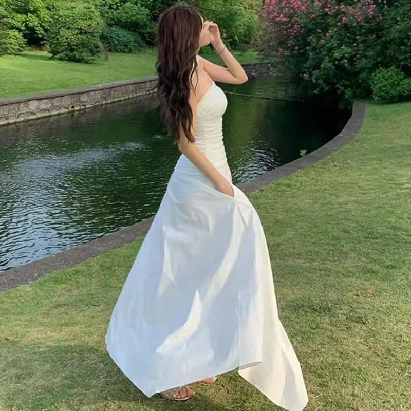 원본 것 있음 네리 프랑스식 남자 분위기 센스 와이 민소매 튜브탑 드레스 고급 센스 휴가 예복 생일 치마 이미지 4