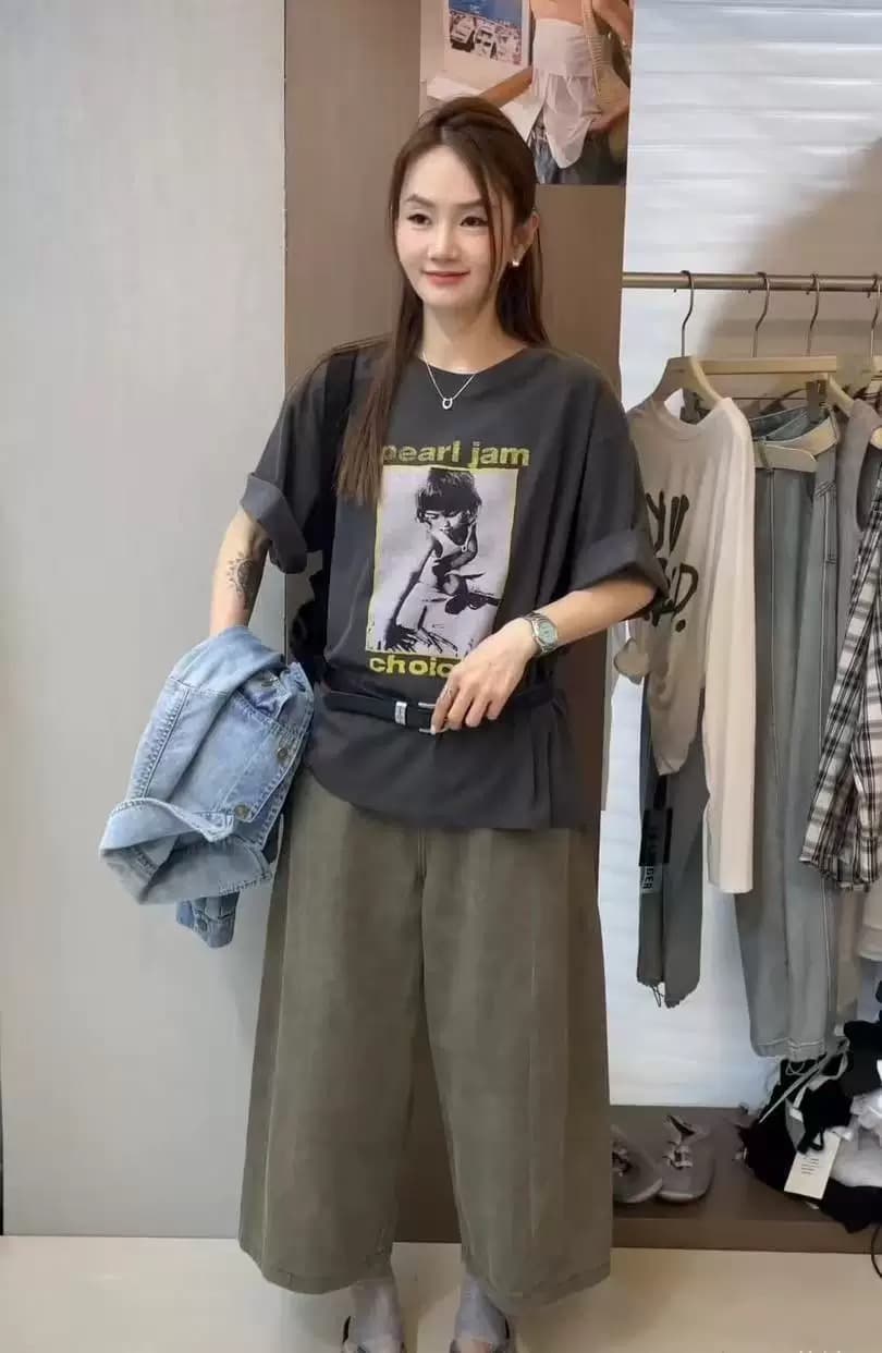 경관 그림 21 순면 210 그램 이후 패키지 칼라 여름 드레스 한 부서 반팔 티셔츠 여성 한국 스타일 루즈핏 빅 사이즈 프린트 상세 이미지 6