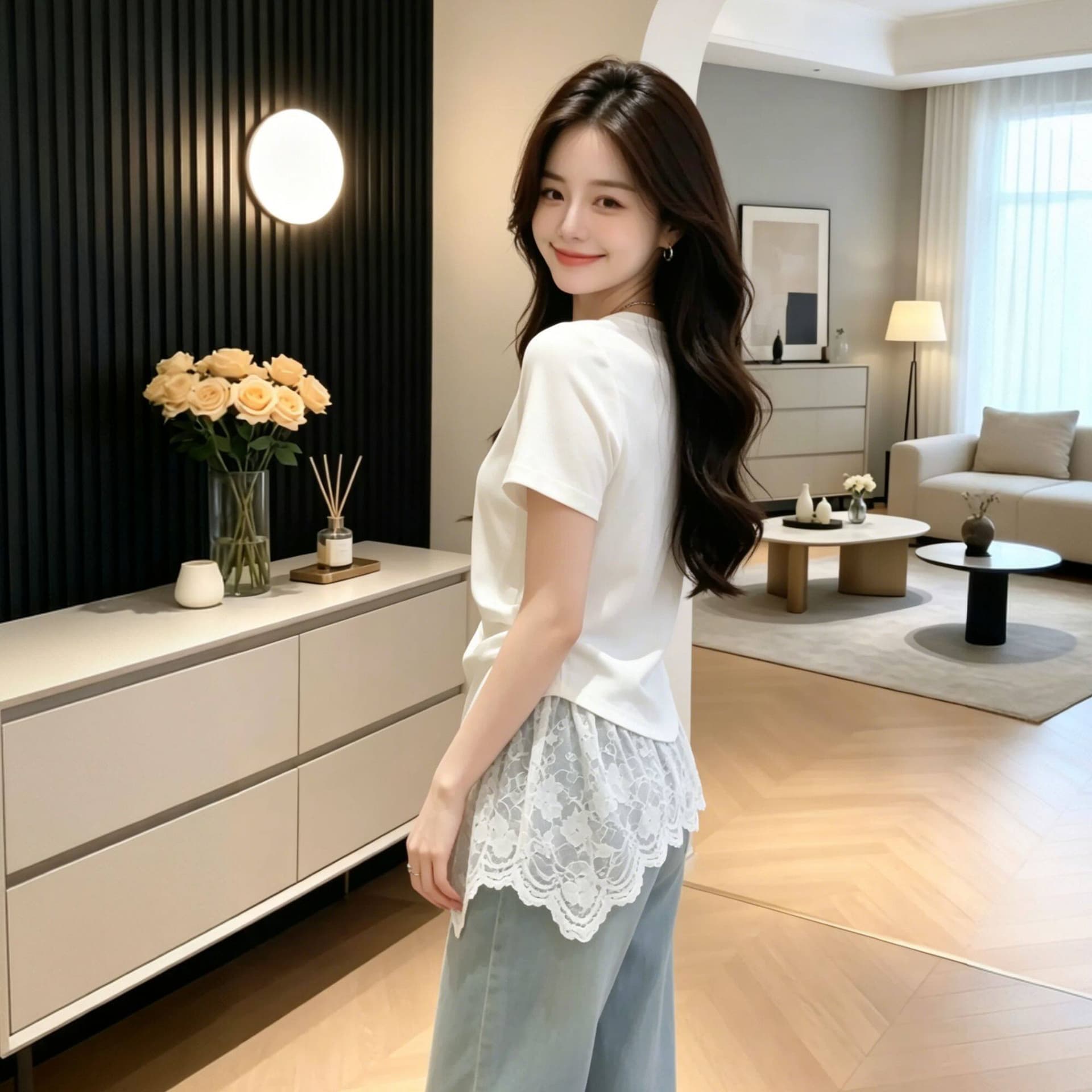 레이스 40 92 면 8 암모니아 Lun 210 그램 200 kg 특별 빅 사이즈 레이스 조각 반팔 상세 이미지 5