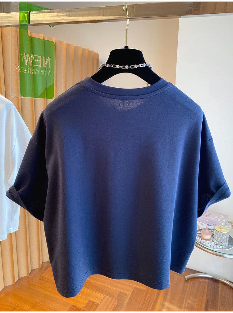 프린트 19 지점 순면 220 그램 특별 빅 사이즈 240 kg 인기 알파벳 쇼트 스타일 반팔 상세 이미지 21