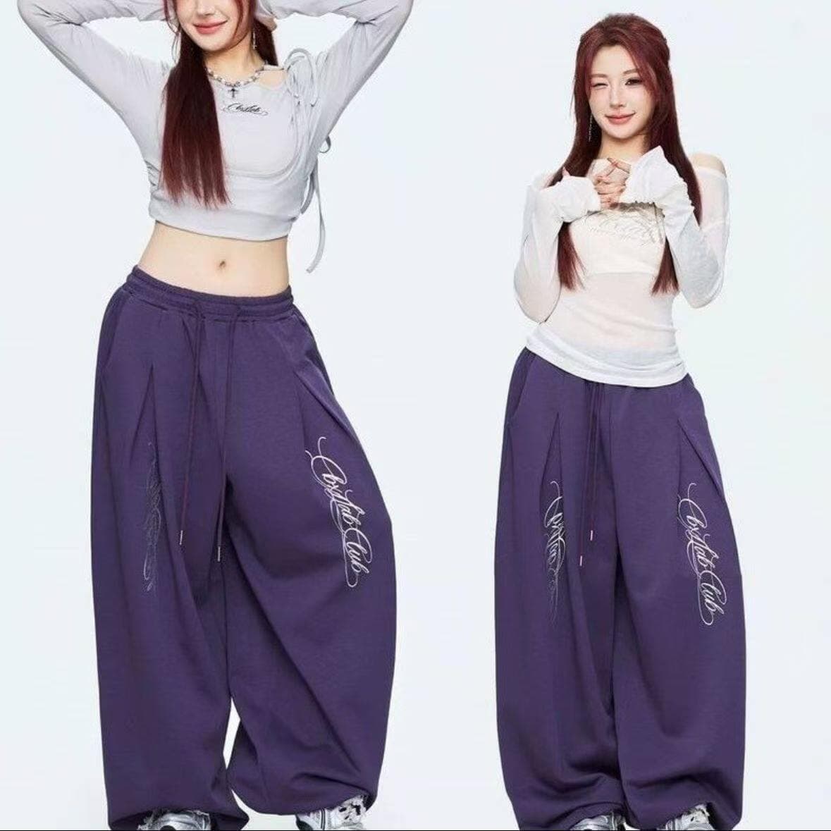 원본 차가운 센스 순면 남자 바 면 알파벳 운동 바지 넓은 다리 웃음 하 핫걸 춤추기 바지 봄 여름 스트리트 댄스 조수 브랜드 이미지 2