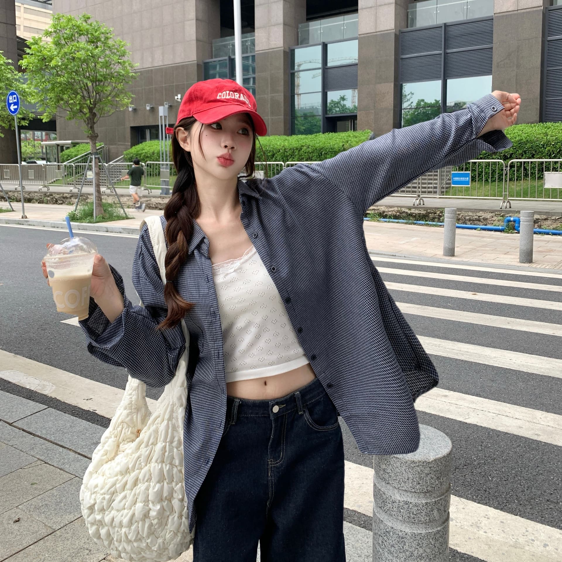 실사 연삭 울 리 체크무늬 여성 셔츠 봄 가을 겨울 디자인 센스 다용도 스택 착용 루즈핏 캐주얼 맨위 재킷 이미지 2