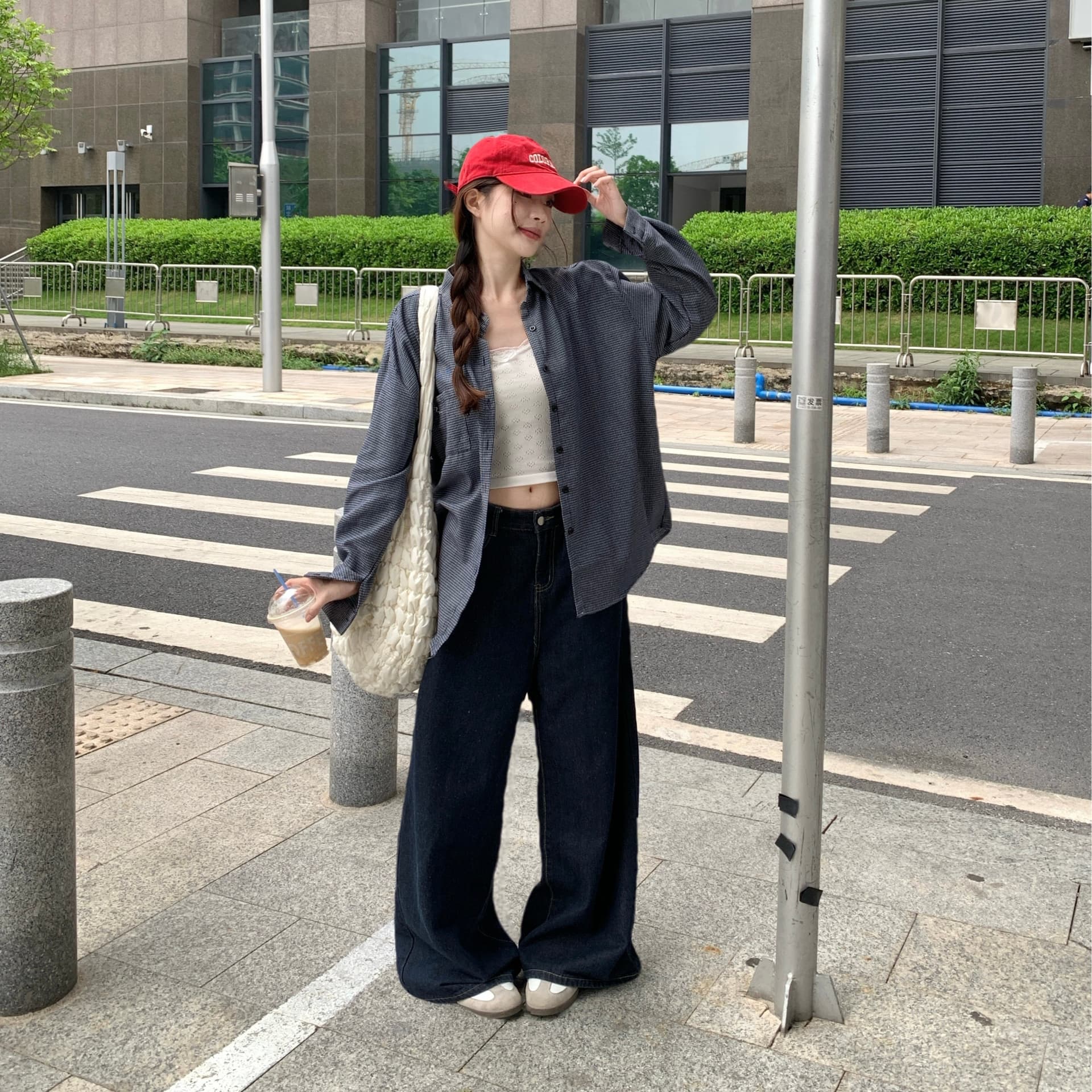 실사 연삭 울 리 체크무늬 여성 셔츠 봄 가을 겨울 디자인 센스 다용도 스택 착용 루즈핏 캐주얼 맨위 재킷 이미지 3