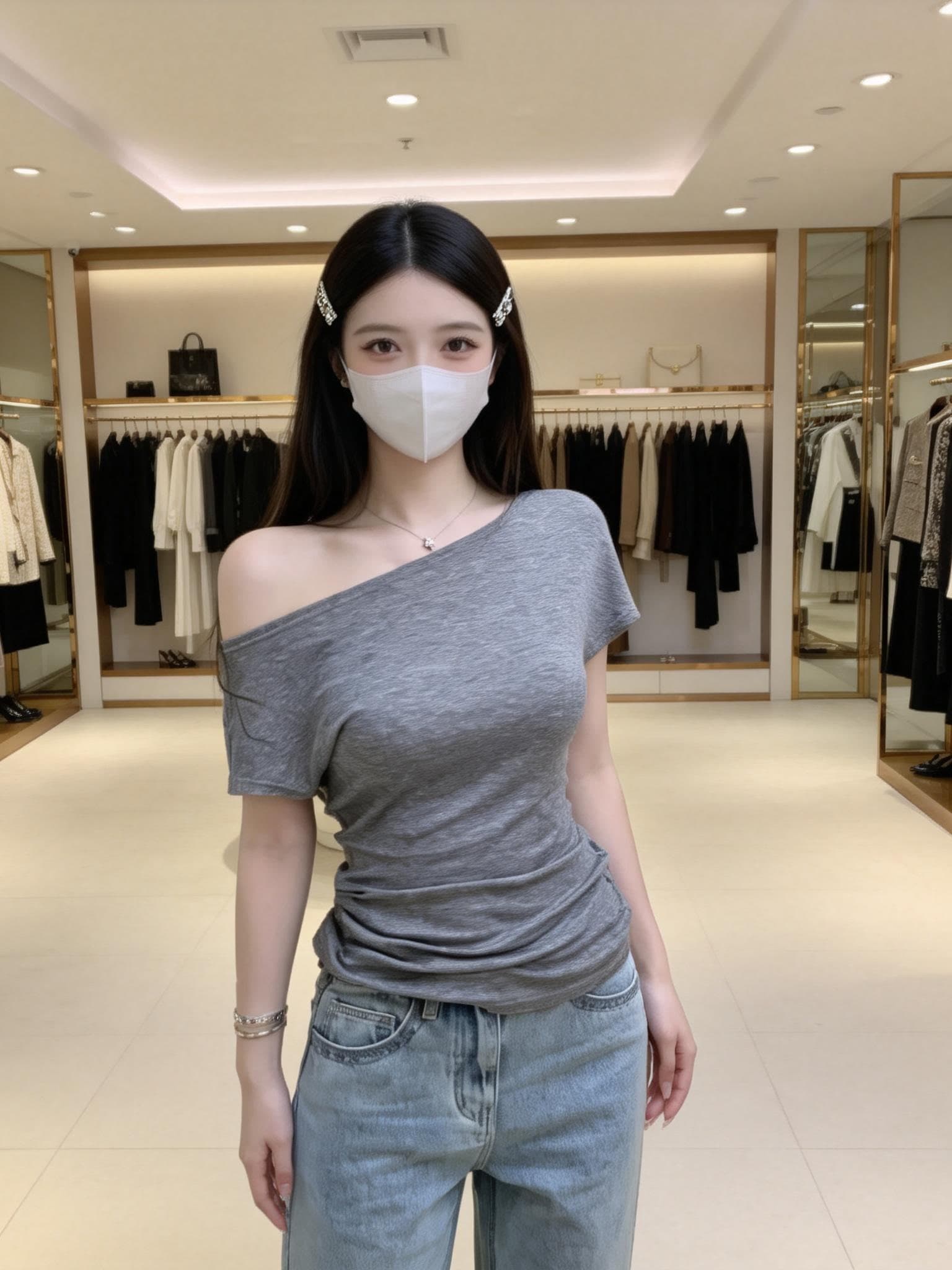 라이 경기 서울 순수한 욕망 핫걸 비스듬한 어깨 반팔 티셔츠 여성 2026 새로운 여름 허리 수축 슬림해 보이는 쇼트 스타일 맨위 다용도 상세 이미지 4