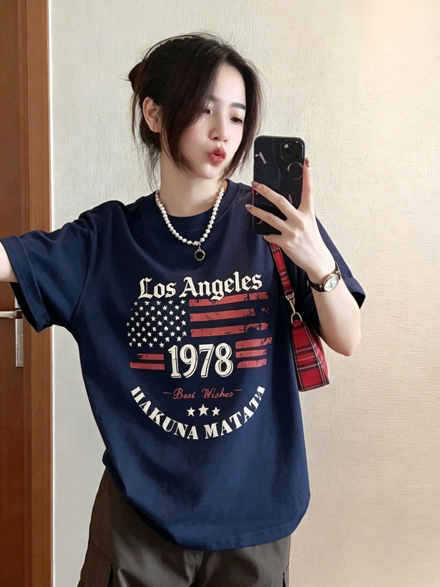 아메리칸 레트로 배너 알파벳 프린트 순면 반팔 티셔츠 여성 여름 작은 대중 루즈핏 캐주얼 트렌드 맨위 이미지 4