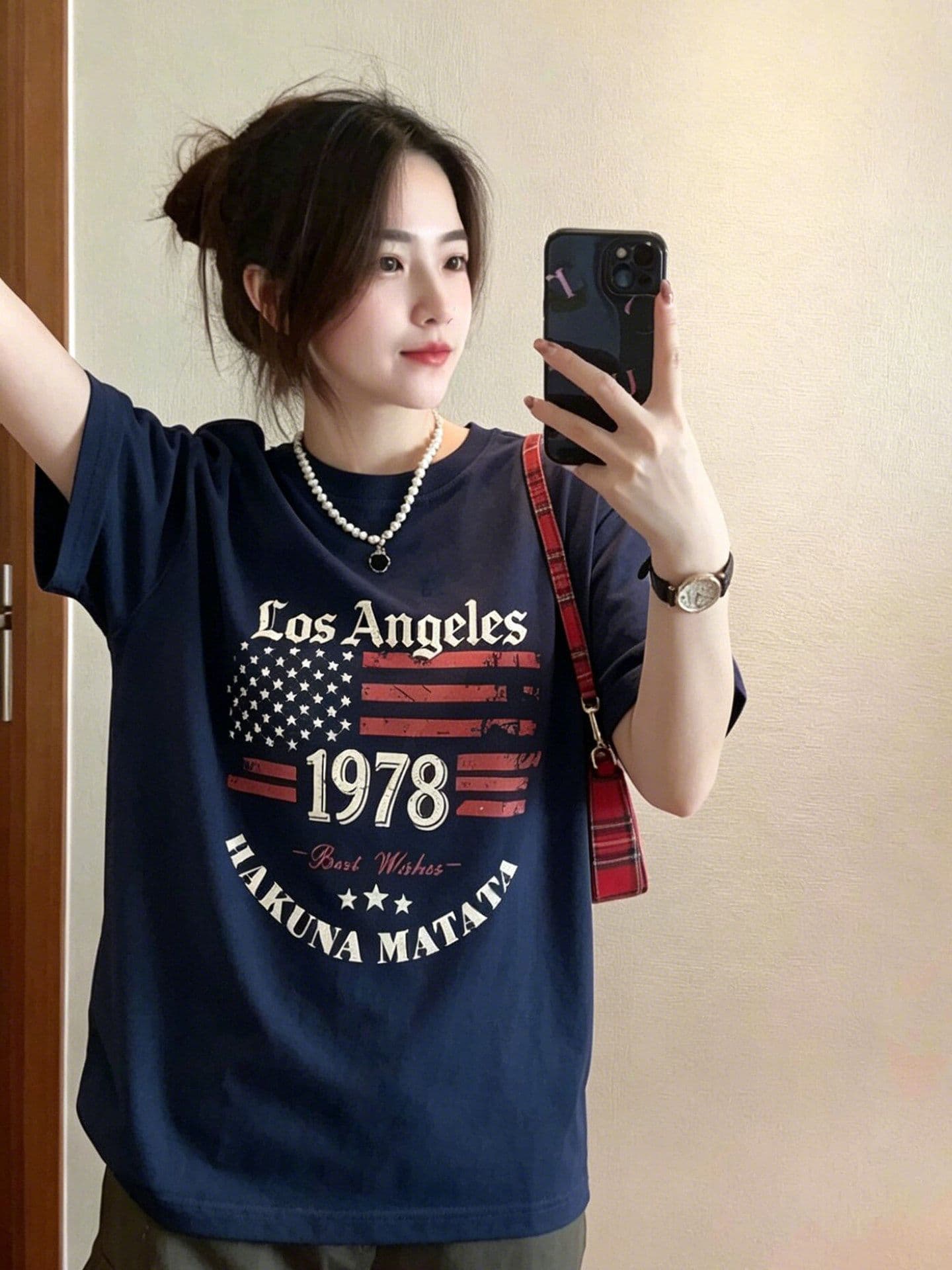 아메리칸 레트로 배너 알파벳 프린트 순면 반팔 티셔츠 여성 여름 작은 대중 루즈핏 캐주얼 트렌드 맨위 이미지 3