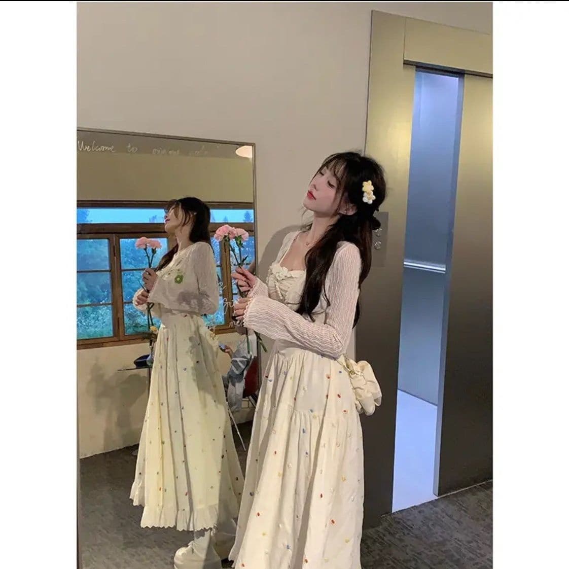 부드러운 바람 자수 슬립 점프 슈트 치마 세트 여성 여름 얇은 스타일 레이스 자외선 차단 오픈 가디건 프랑스식 허리 수축 짧은 치마 상세 이미지 11