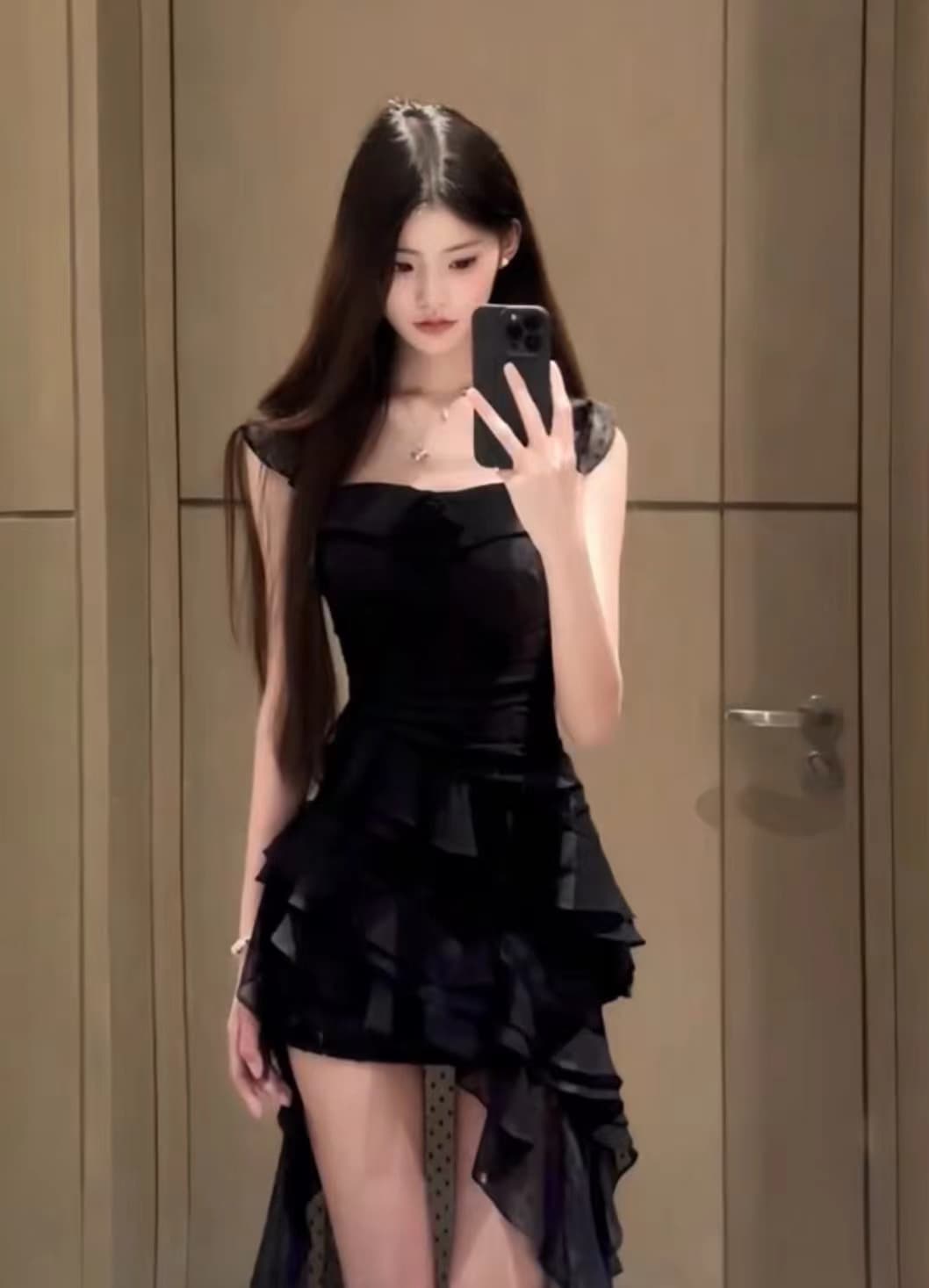 벨트 가슴 패드 지퍼 안감 프랑스식 휴가 장미 품격 길다 끌기 꼬리 민소매 분위기 슬립 드레스