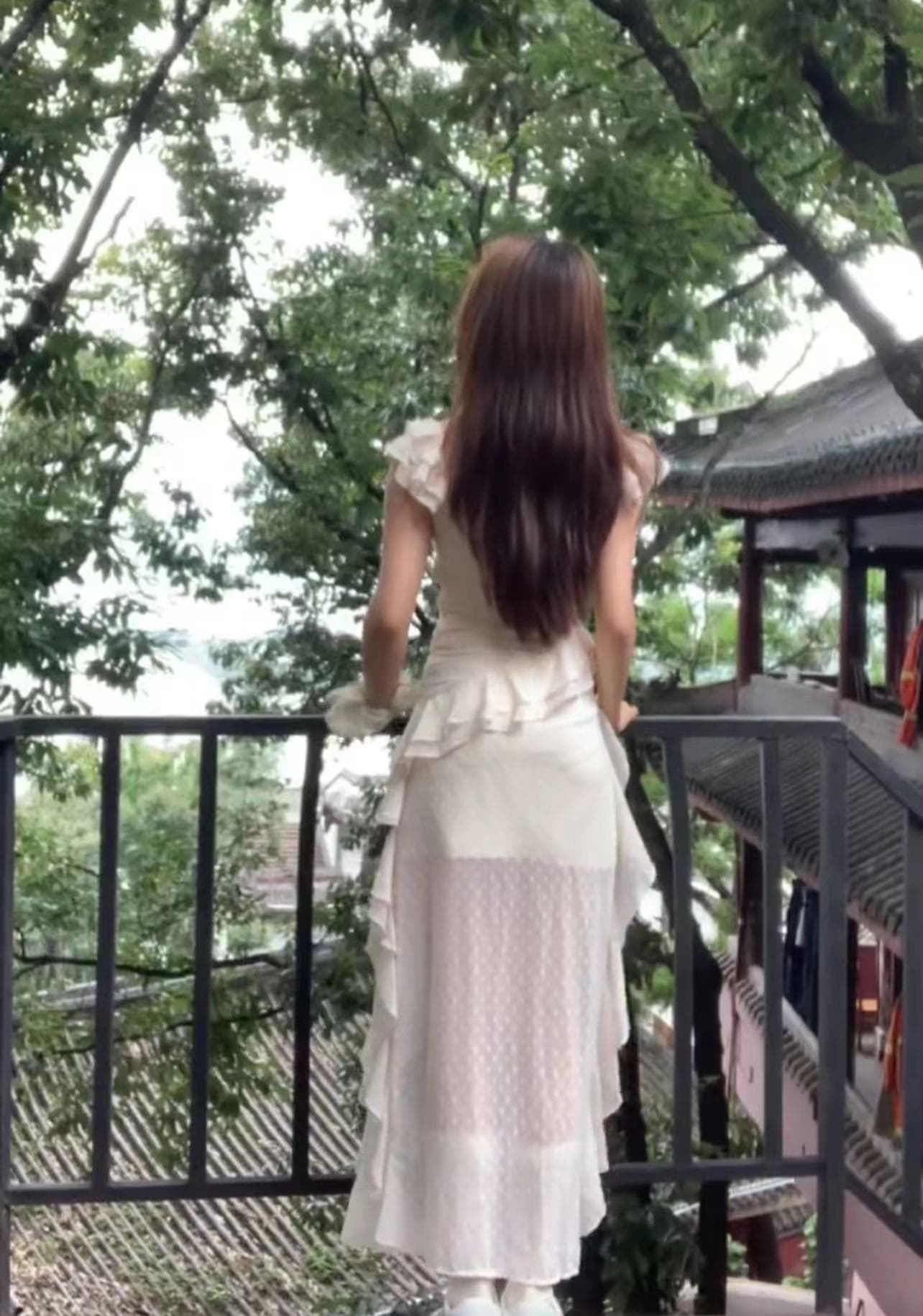 벨트 가슴 패드 지퍼 안감 프랑스식 휴가 장미 품격 길다 끌기 꼬리 민소매 분위기 슬립 드레스 상세 이미지 8
