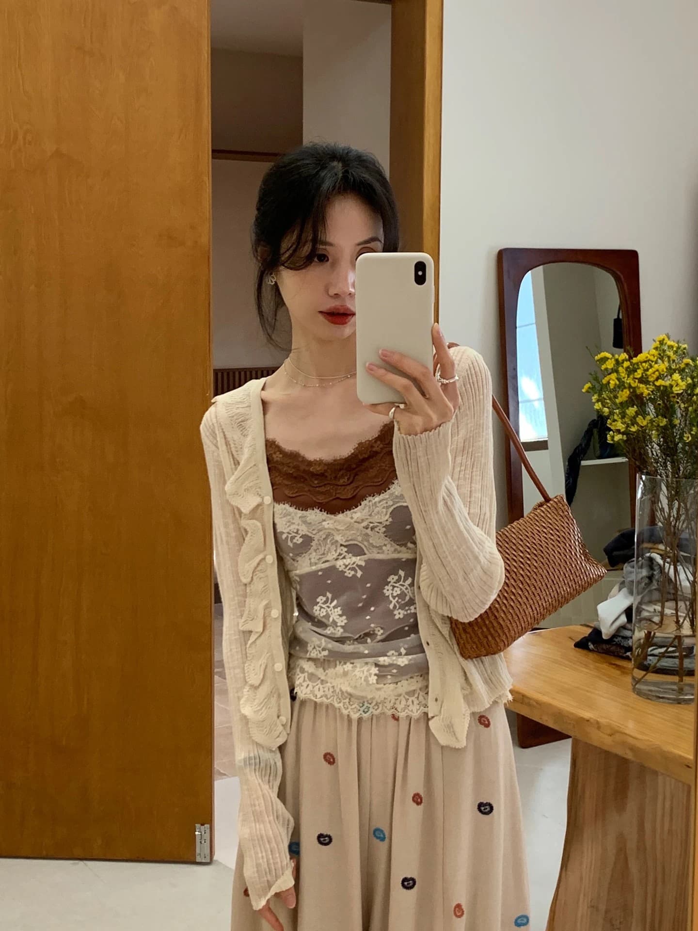원본 원단 것 순수한 욕망 바람 배색 캐미솔 여름 레이스 조각 섹시함 페이크 레이어드 맨위 트렌디 이미지 3