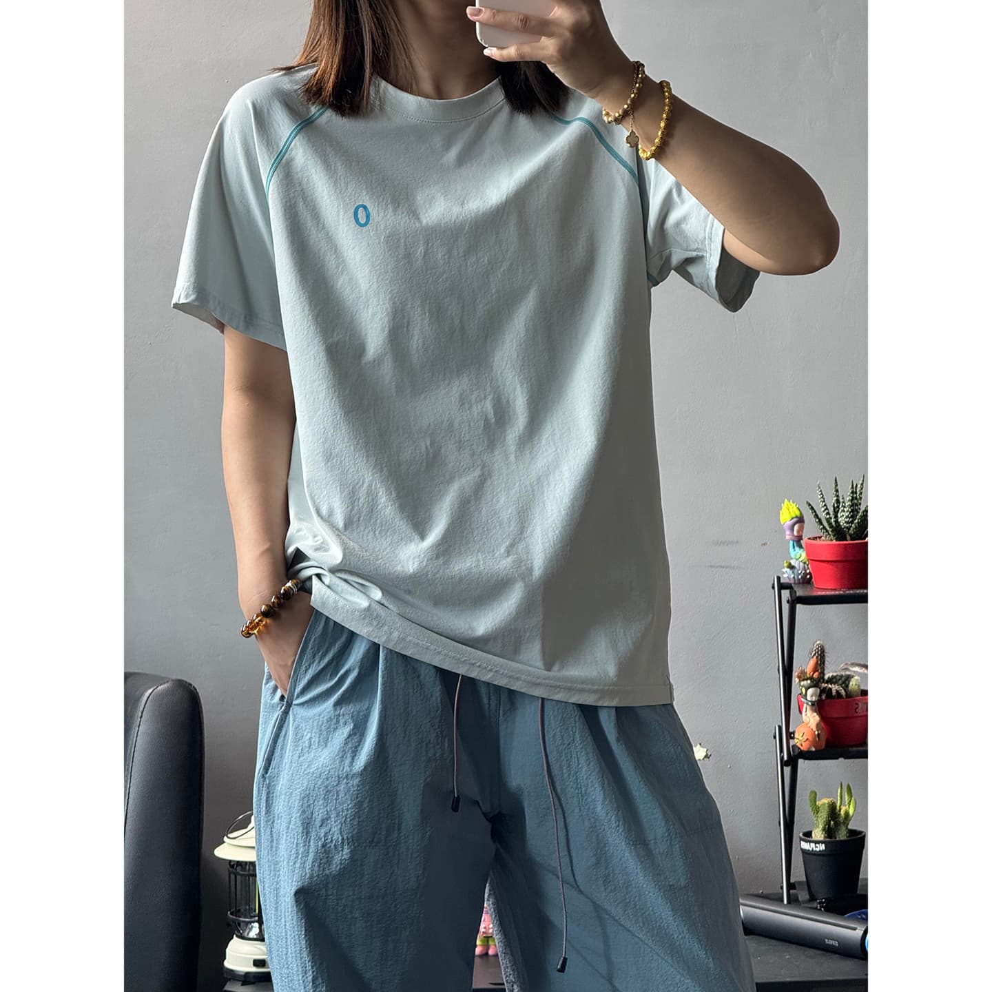 원본 원단 원본 솜씨 긍정적 인 어깨 알파벳 프린트 운동 반소매 케이블 루오 Na 차가운 센스 티셔츠 남녀 반팔 여름 상세 이미지 9