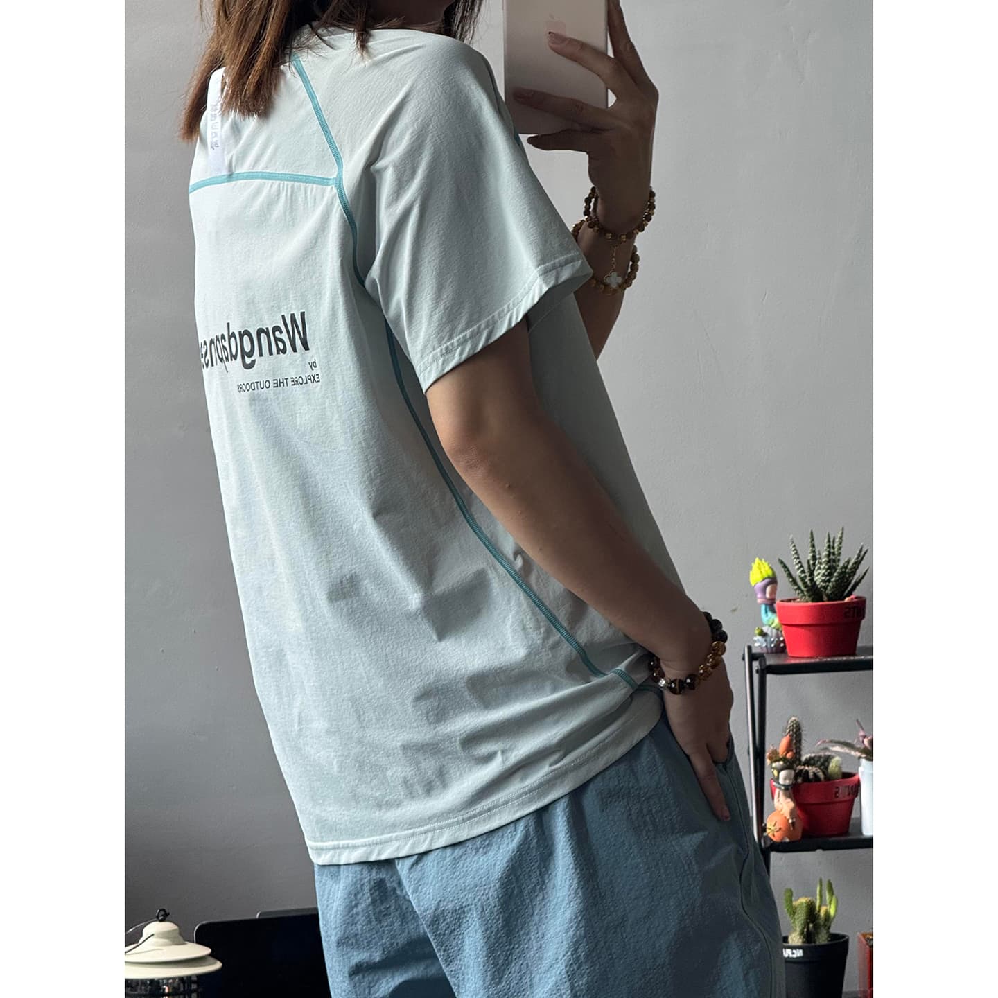 원본 원단 원본 솜씨 긍정적 인 어깨 알파벳 프린트 운동 반소매 케이블 루오 Na 차가운 센스 티셔츠 남녀 반팔 여름 상세 이미지 10