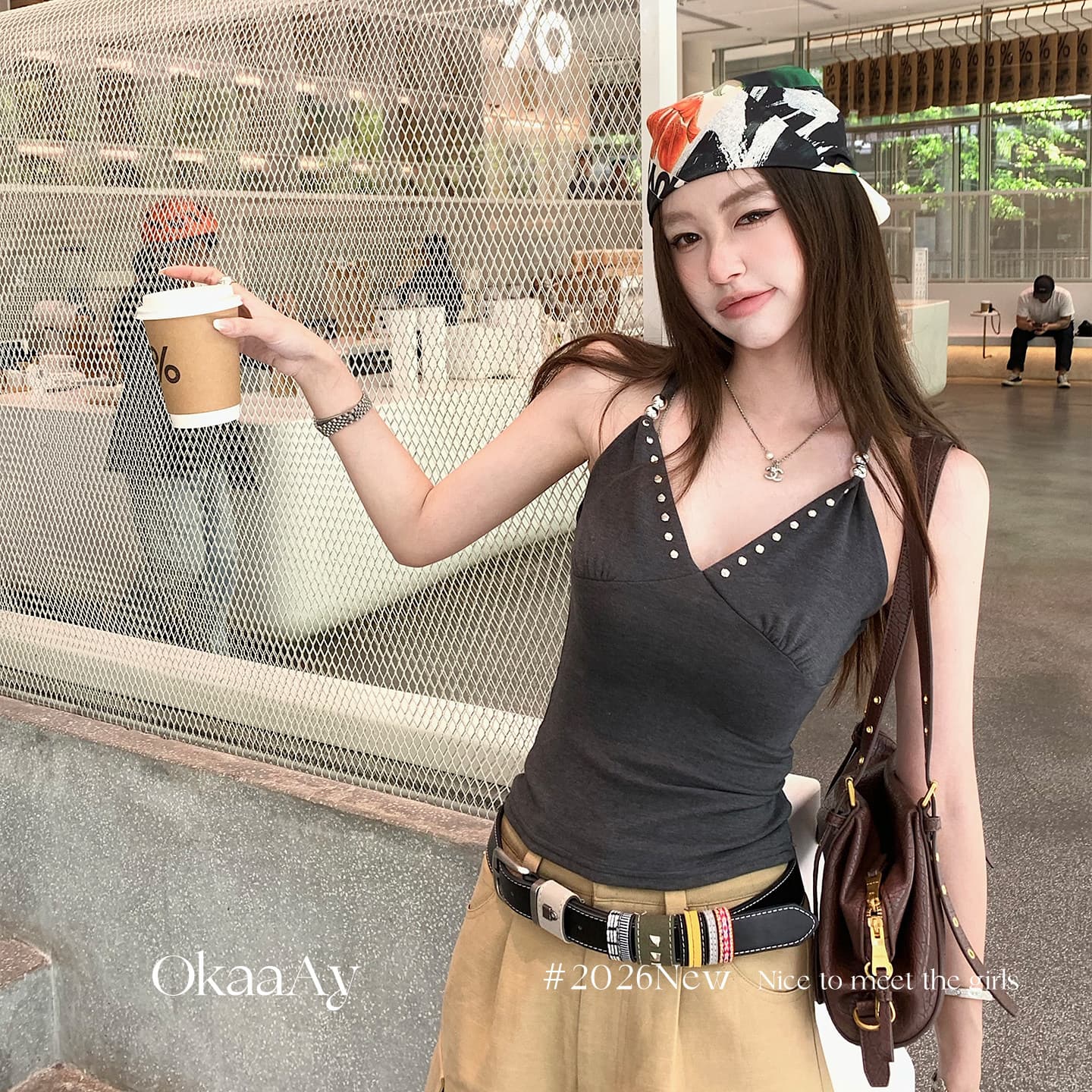 핫걸 V넥 몸매 가꾸기 풀오버 징 캐미솔 여름 디자인 센스 작은 대중 섹시함 백리스 맨위