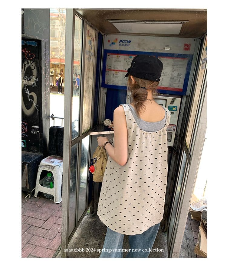 니아 미 당겨서 회화 사회 du 홈 이중층 슬립 드레스 펌프 로프 디자인 센스 도트 무늬 조끼 스커트 상세 이미지 28
