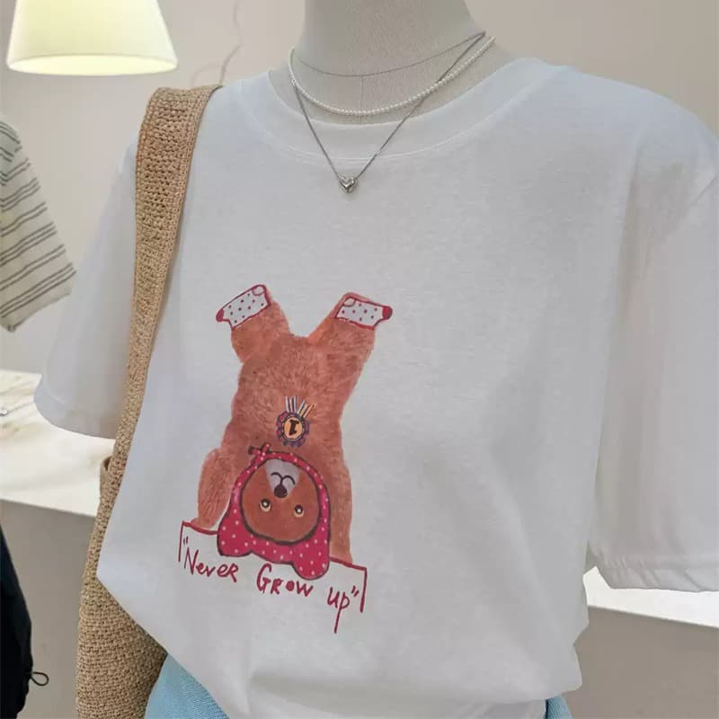 경관 그림 21 순면 210 그램 이후 패키지 칼라 여름 드레스 한 부서 반팔 티셔츠 여성 한국 스타일 루즈핏 빅 사이즈 프린트 이미지 5