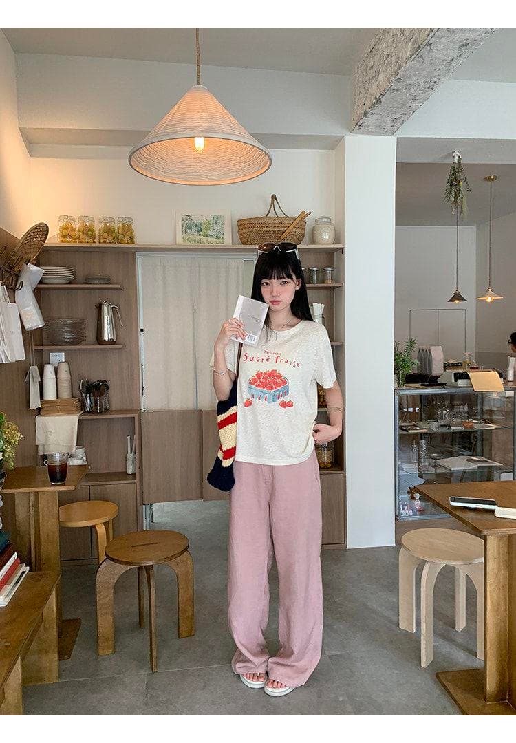 165g 눈꽃 면 75 집결하다 섬유 25tee 눈꽃 면 신선함 딸기 반팔 티셔츠 여성 느긋한 와 성별 마이크로 ~을 통해 상세 이미지 21
