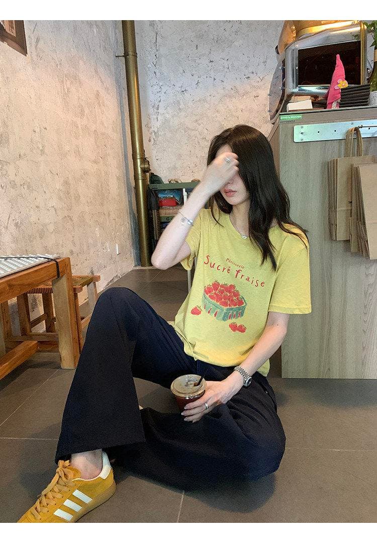165g 눈꽃 면 75 집결하다 섬유 25tee 눈꽃 면 신선함 딸기 반팔 티셔츠 여성 느긋한 와 성별 마이크로 ~을 통해 상세 이미지 23