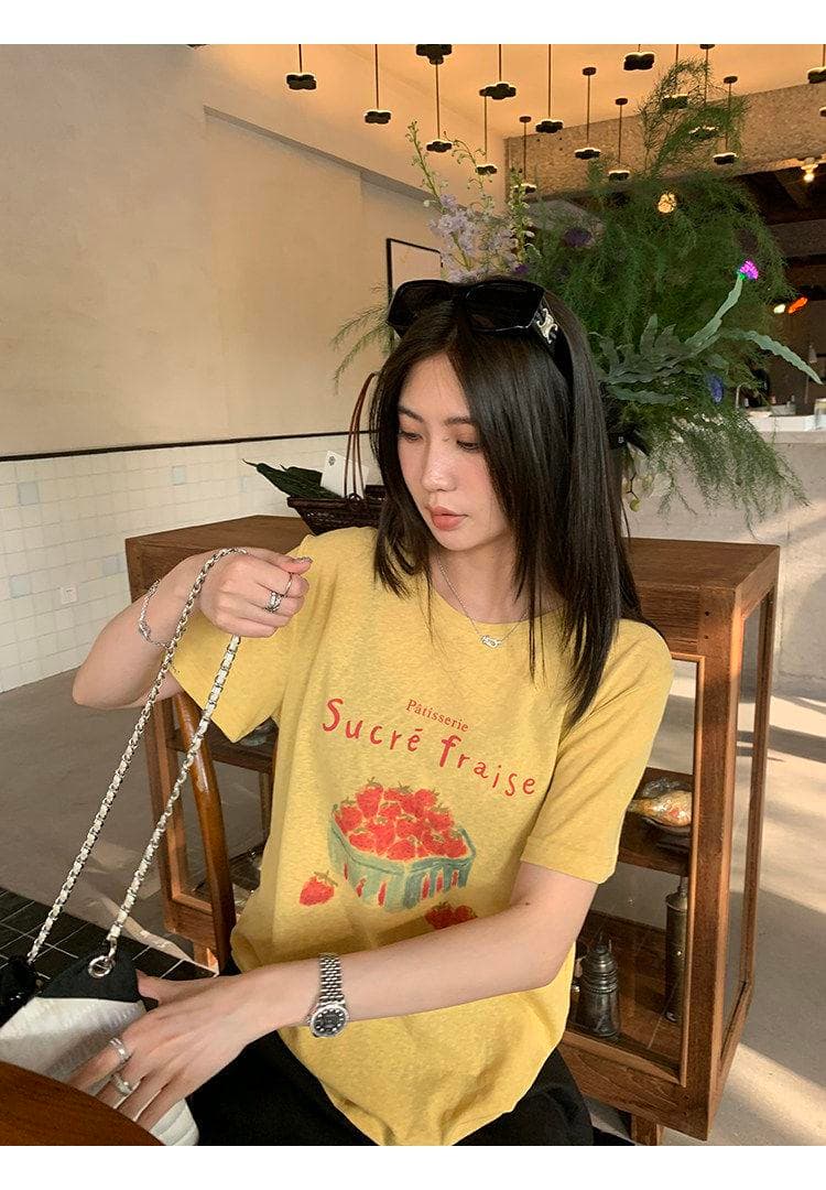 165g 눈꽃 면 75 집결하다 섬유 25tee 눈꽃 면 신선함 딸기 반팔 티셔츠 여성 느긋한 와 성별 마이크로 ~을 통해 상세 이미지 33