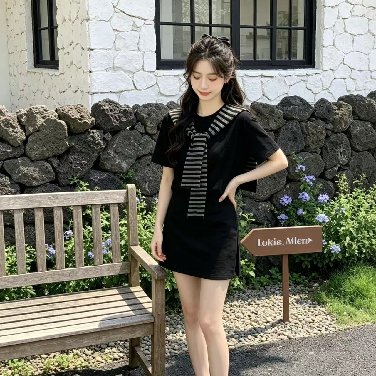 한 부서 투피스 슈트 2026 다용도 숄 반팔 캐주얼 여름 새로운 루즈핏 맨위 세트 미니 스커트 상세 이미지 6