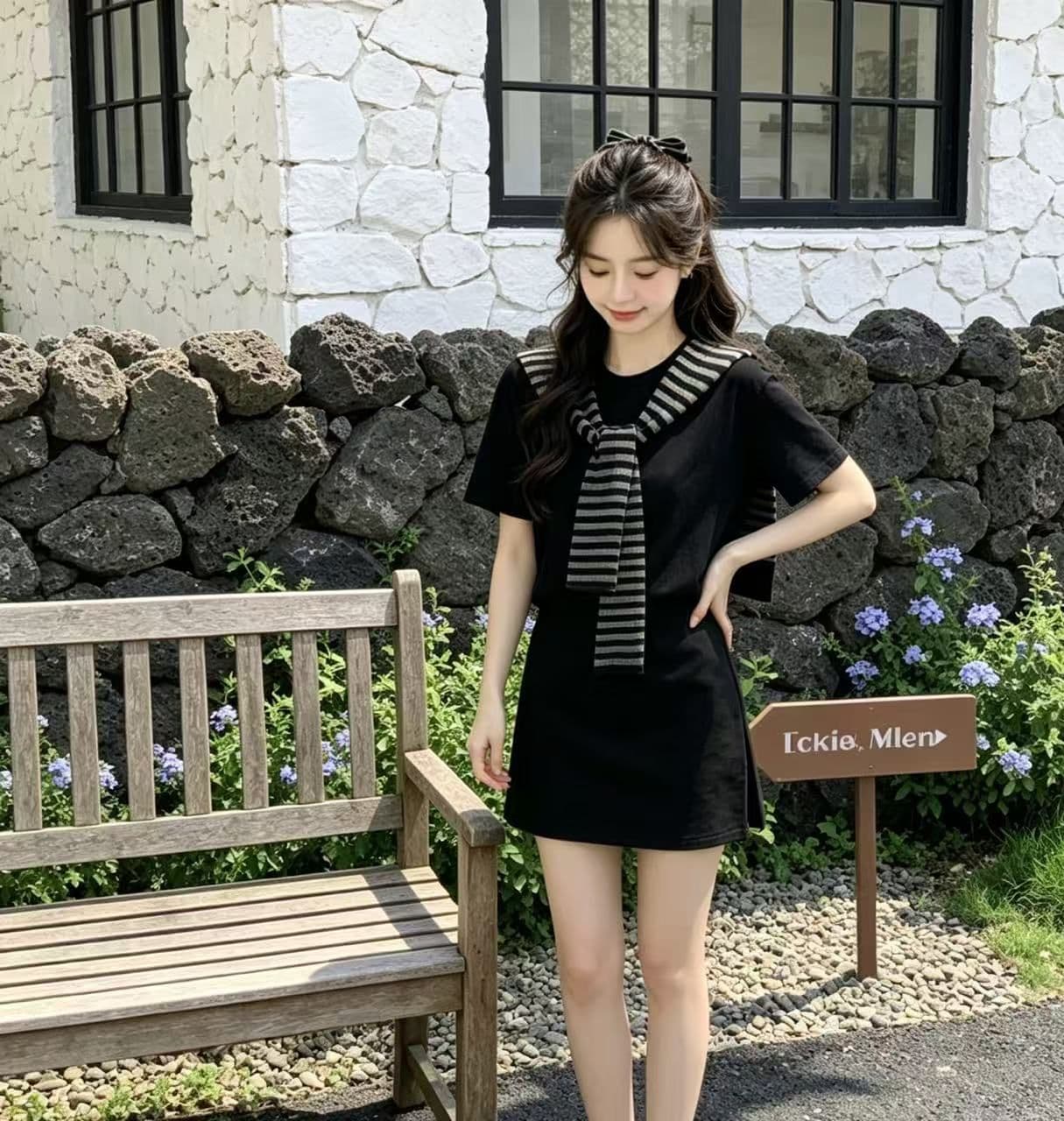 한 부서 투피스 슈트 2026 다용도 숄 반팔 캐주얼 여름 새로운 루즈핏 맨위 세트 미니 스커트 상세 이미지 8