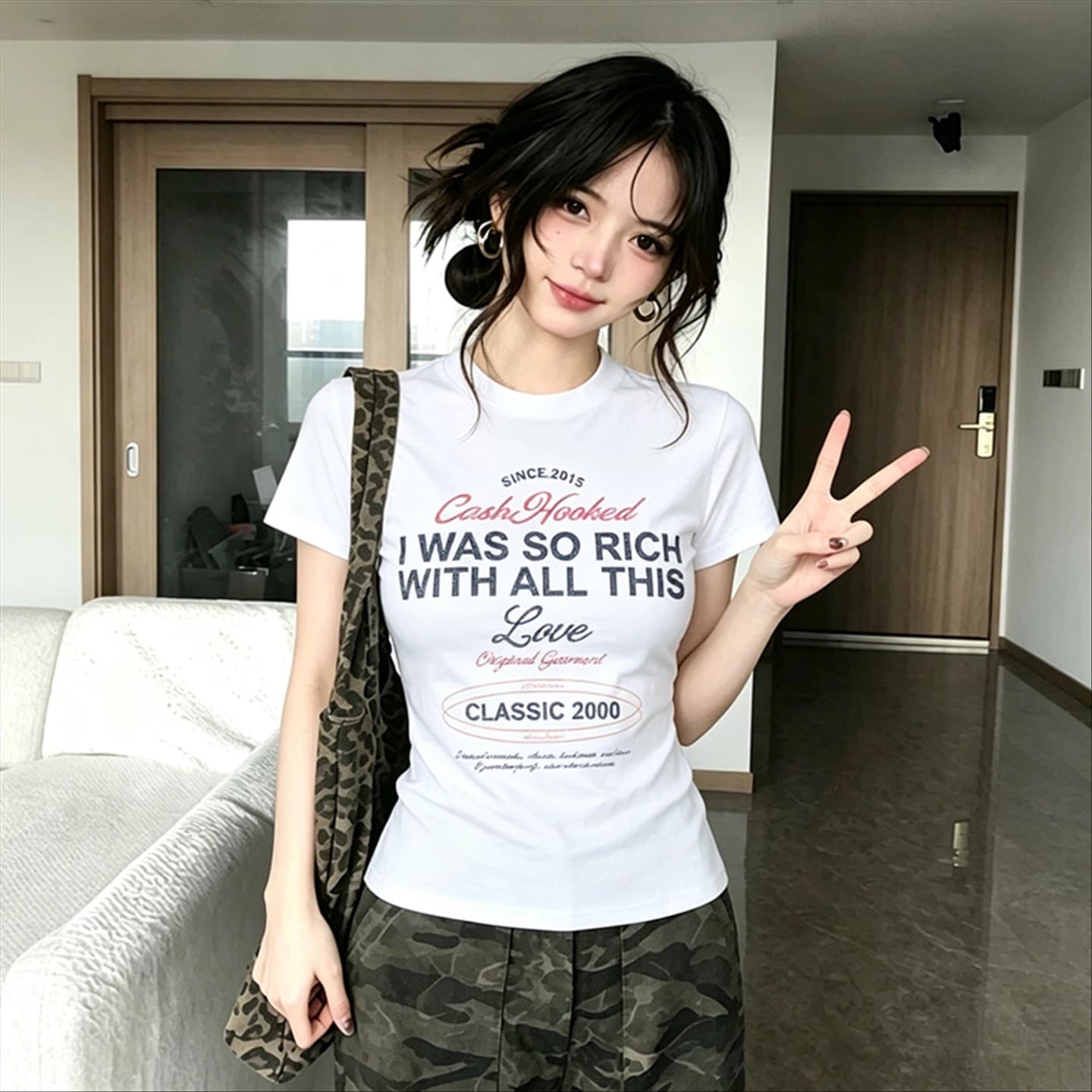 원본 것 순면 220 그램 40 음식 털 느낌 있음 신축성 프린트 몸매 가꾸기 허리 수축 반팔 티셔츠 여성 상세 이미지 5