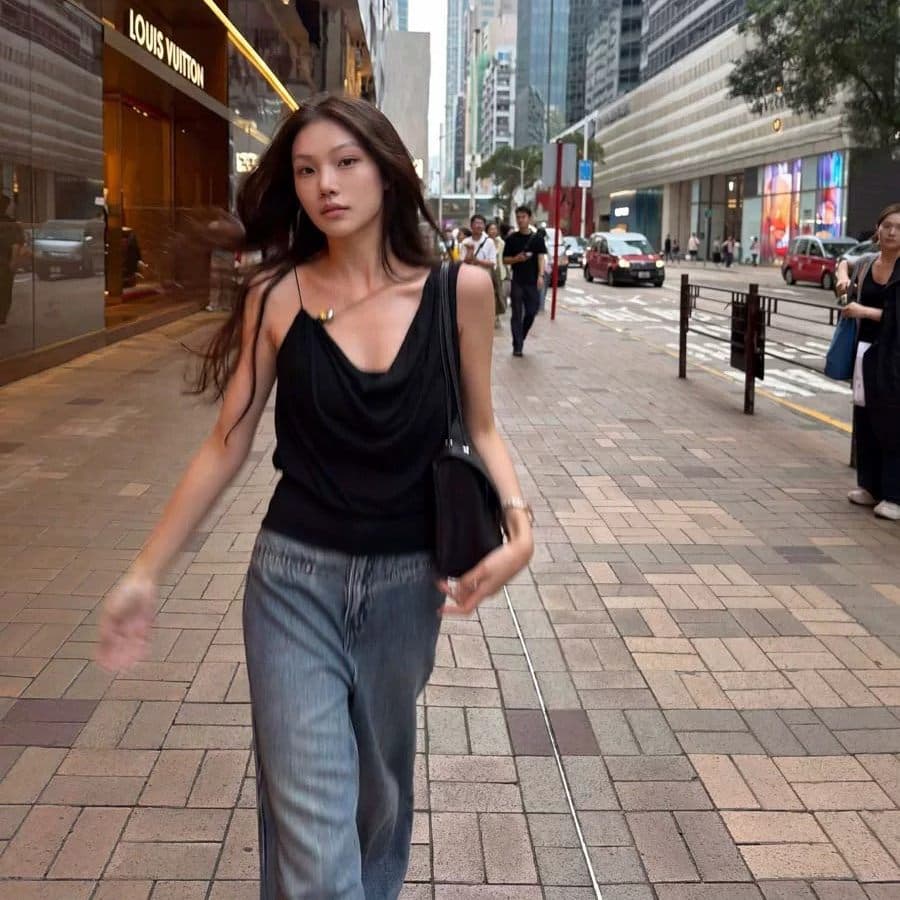 문자열 어깨끈 흔들다 칼라 캐미솔 여름 달콤한 매운맛 바람이 아닙니다. 규칙 디자인 센스 금속 장식 품격 맨위 이미지 3